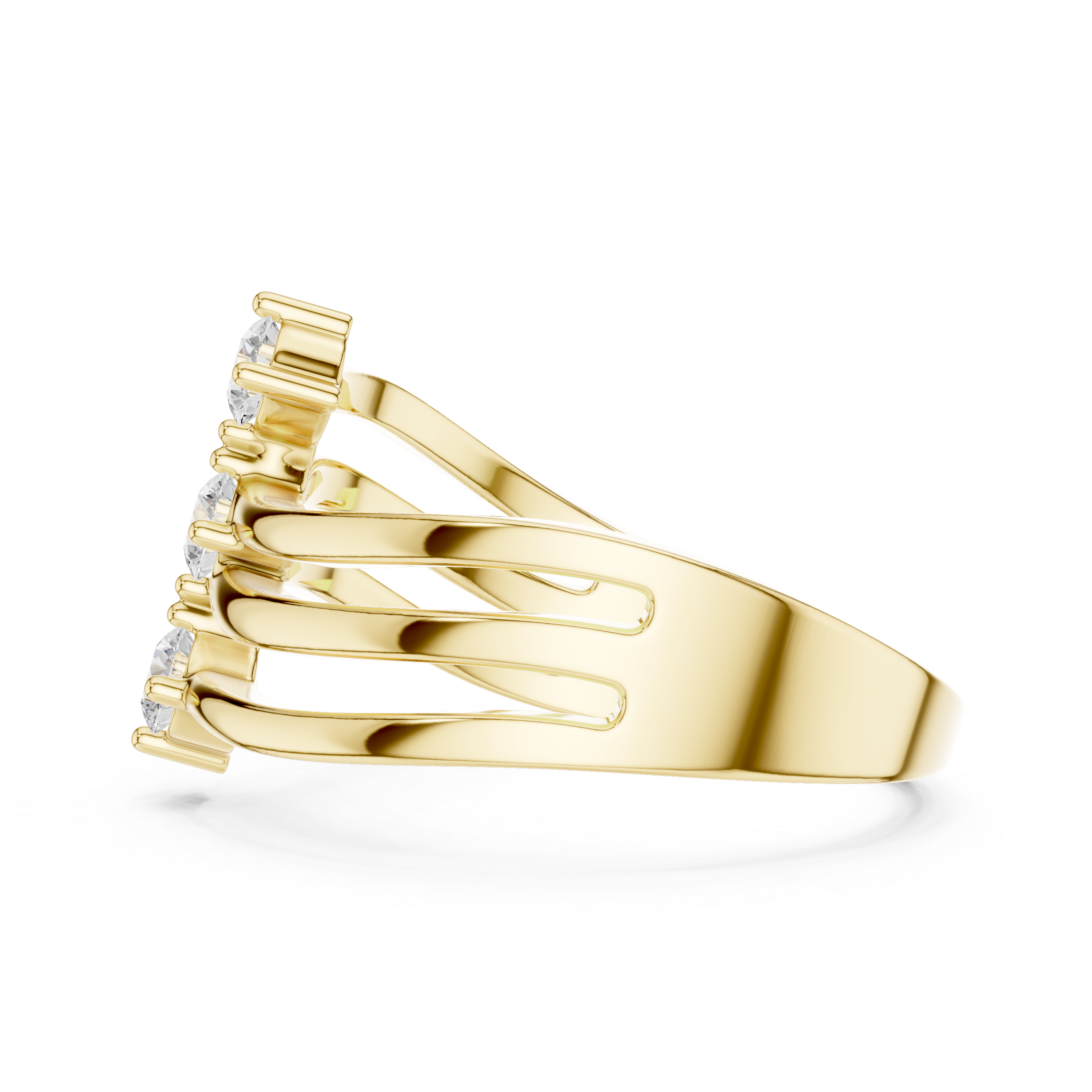 Round Cut Three Stone Twist Diamond Ring