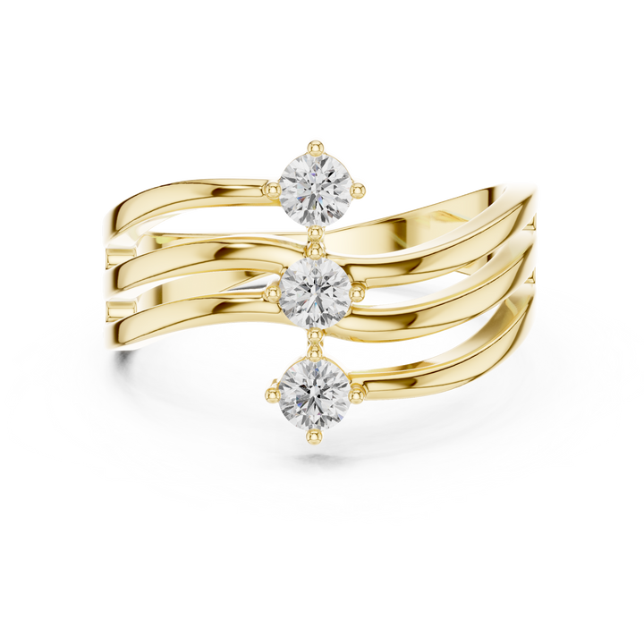 Round Cut Three Stone Twist Diamond Ring