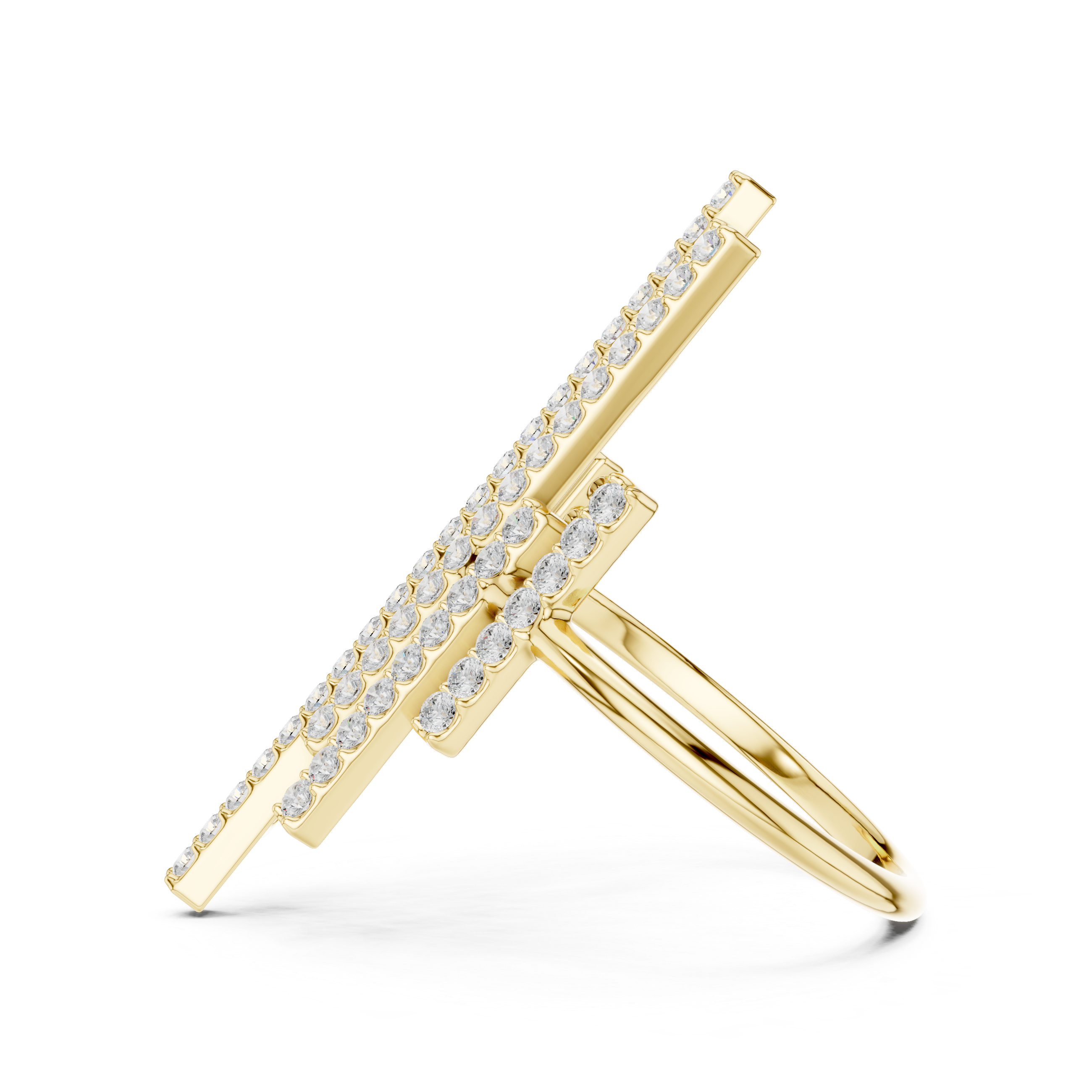 Round Cut Diamond Vertical Bar Cluster Ring