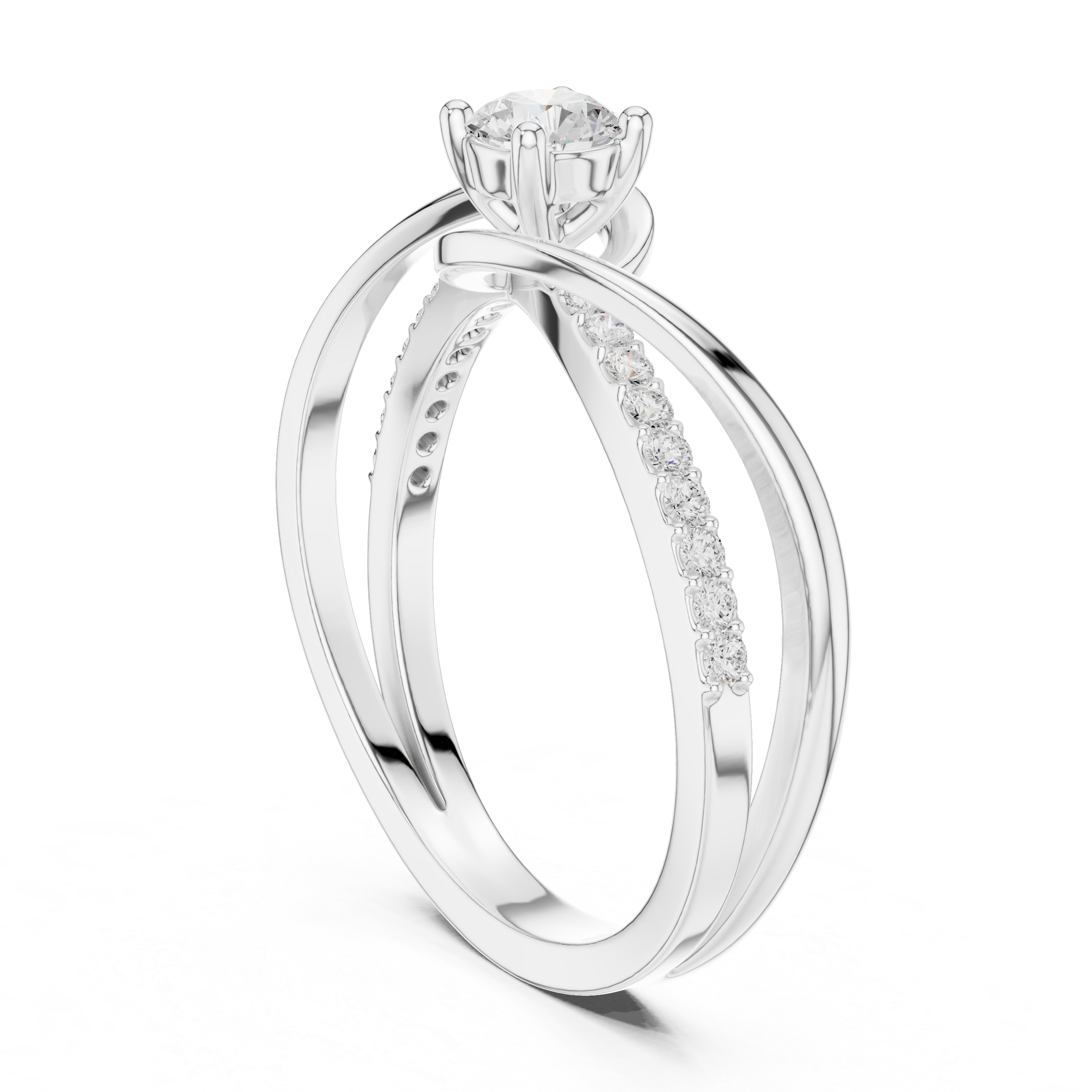 Elegant Round Cut Diamond Twist Engagement Ring