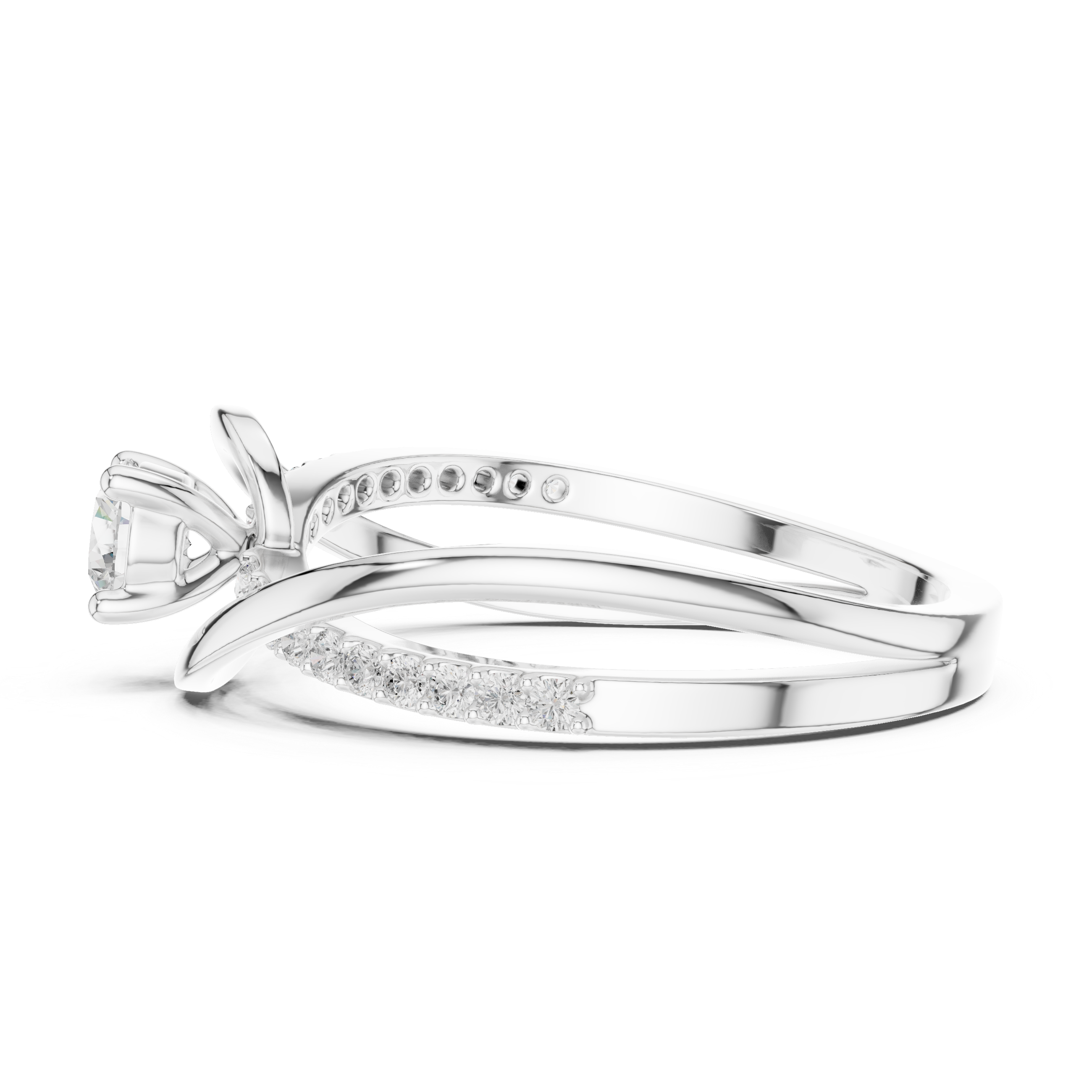 Elegant Round Cut Diamond Twist Engagement Ring