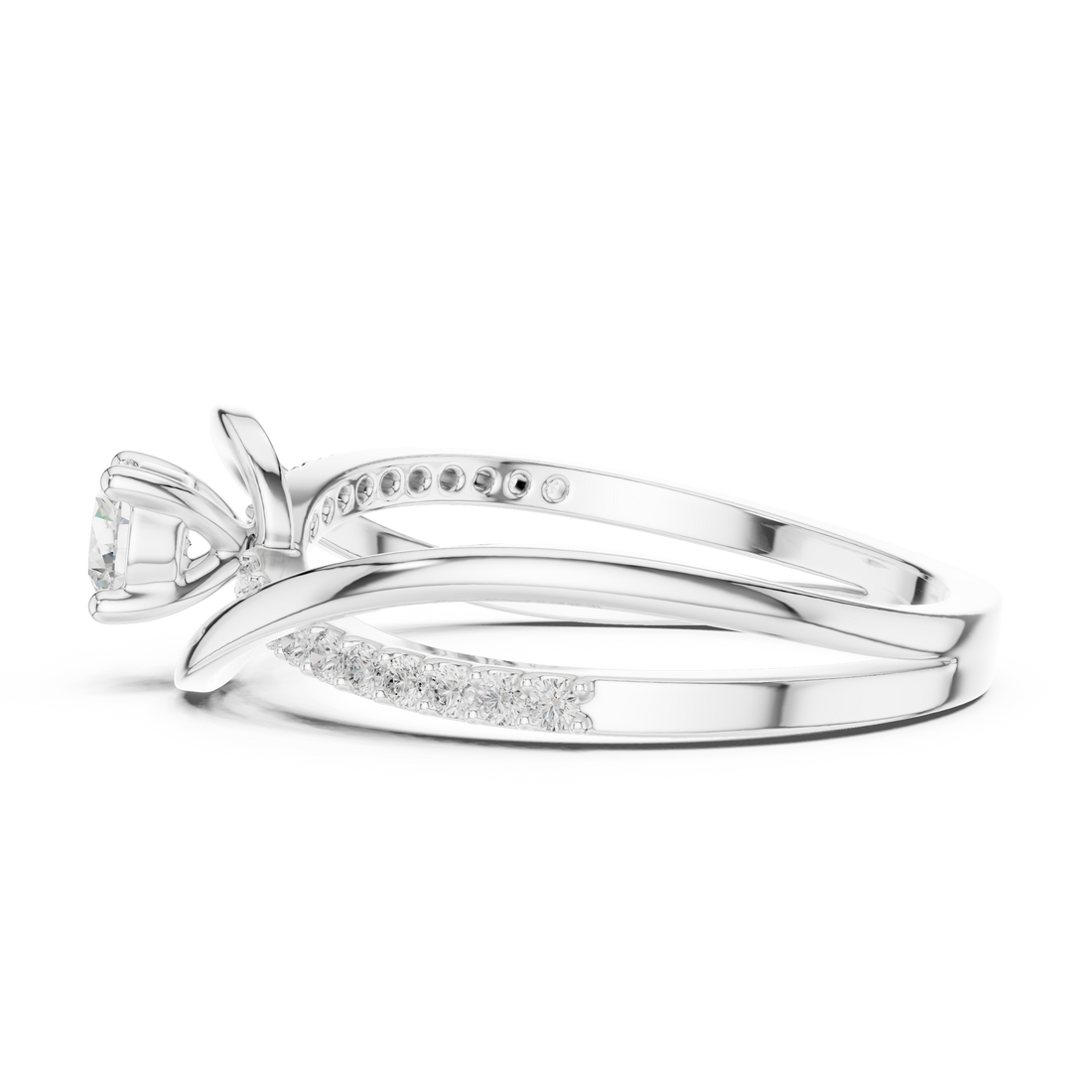 Elegant Round Cut Diamond Twist Engagement Ring