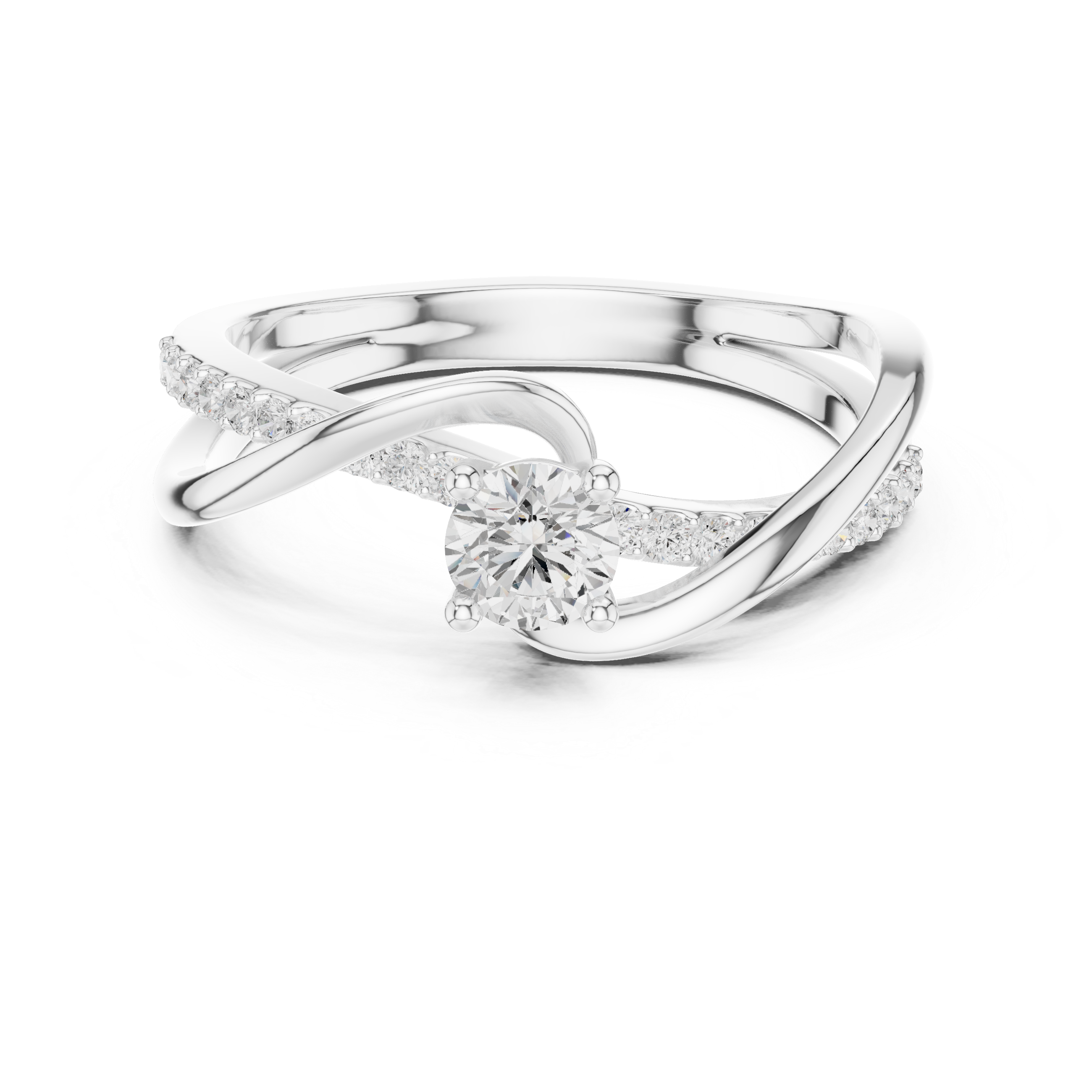 Elegant Round Cut Diamond Twist Engagement Ring