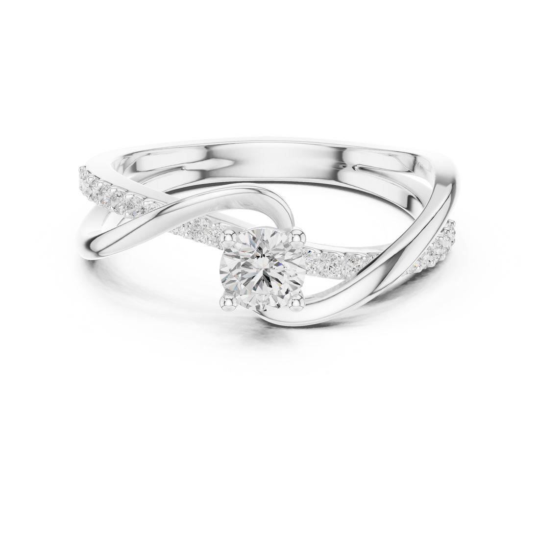 Elegant Round Cut Diamond Twist Engagement Ring
