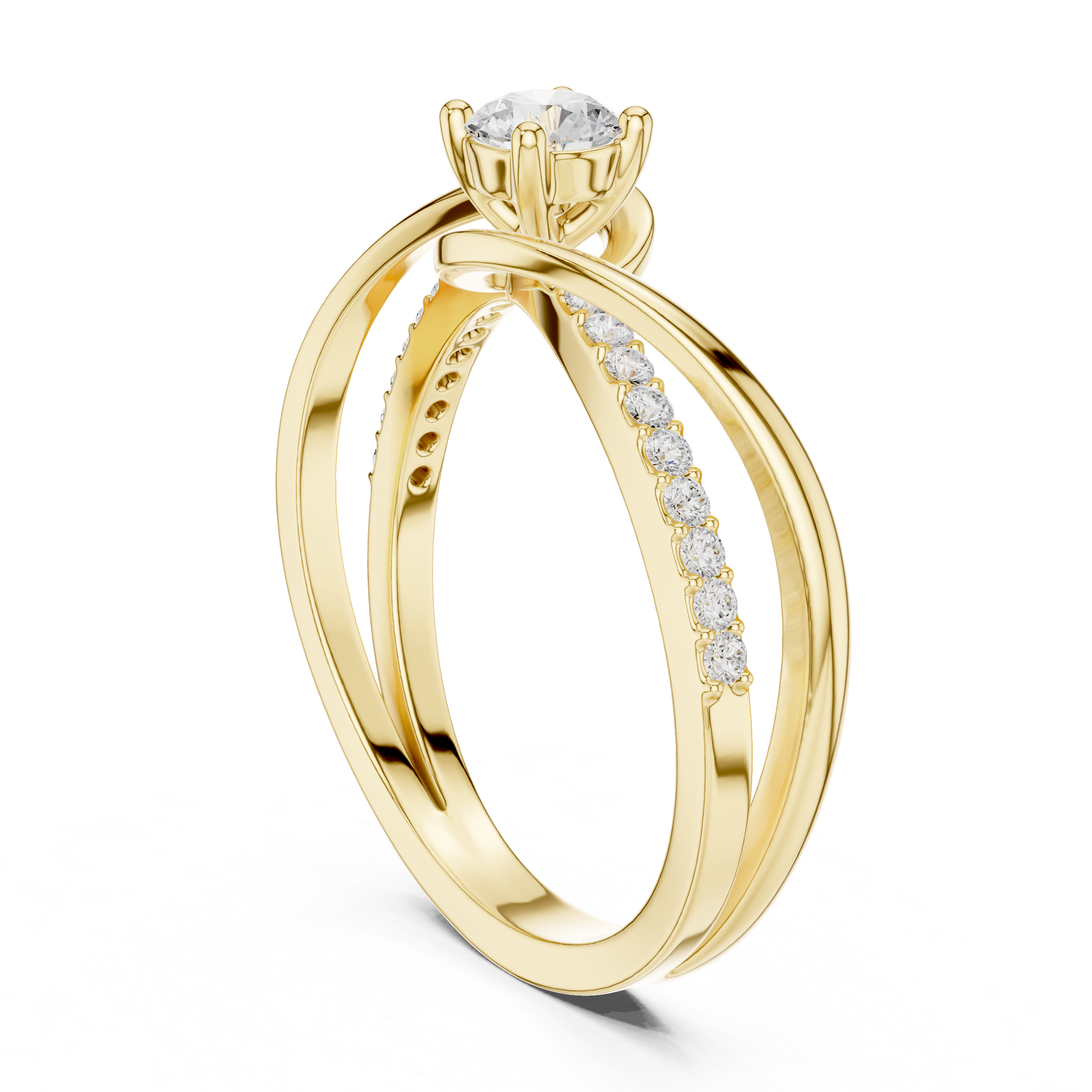 Elegant Round Cut Diamond Twist Engagement Ring