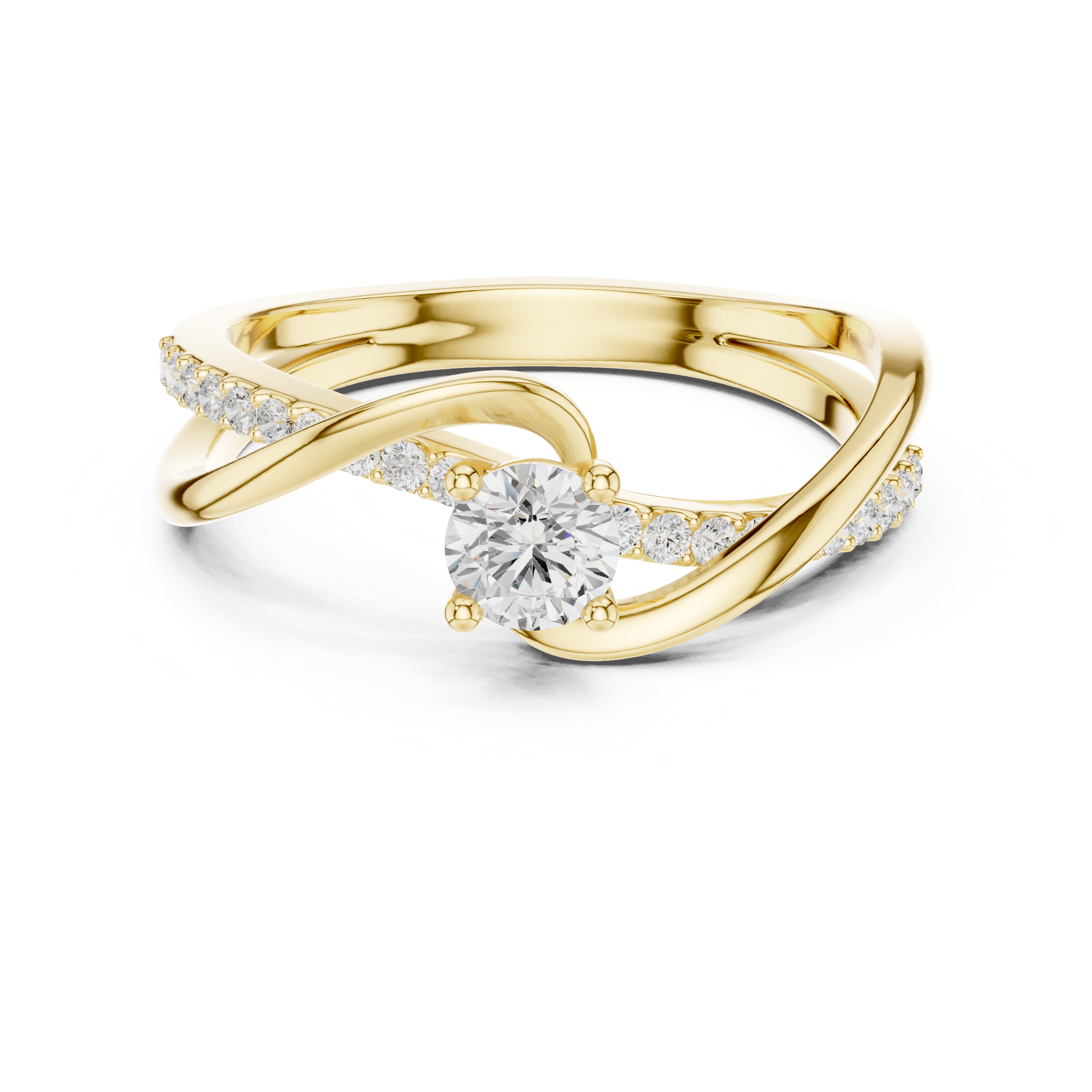 Elegant Round Cut Diamond Twist Engagement Ring