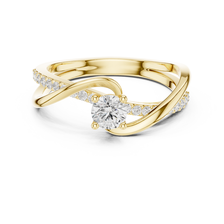 Elegant Round Cut Diamond Twist Engagement Ring