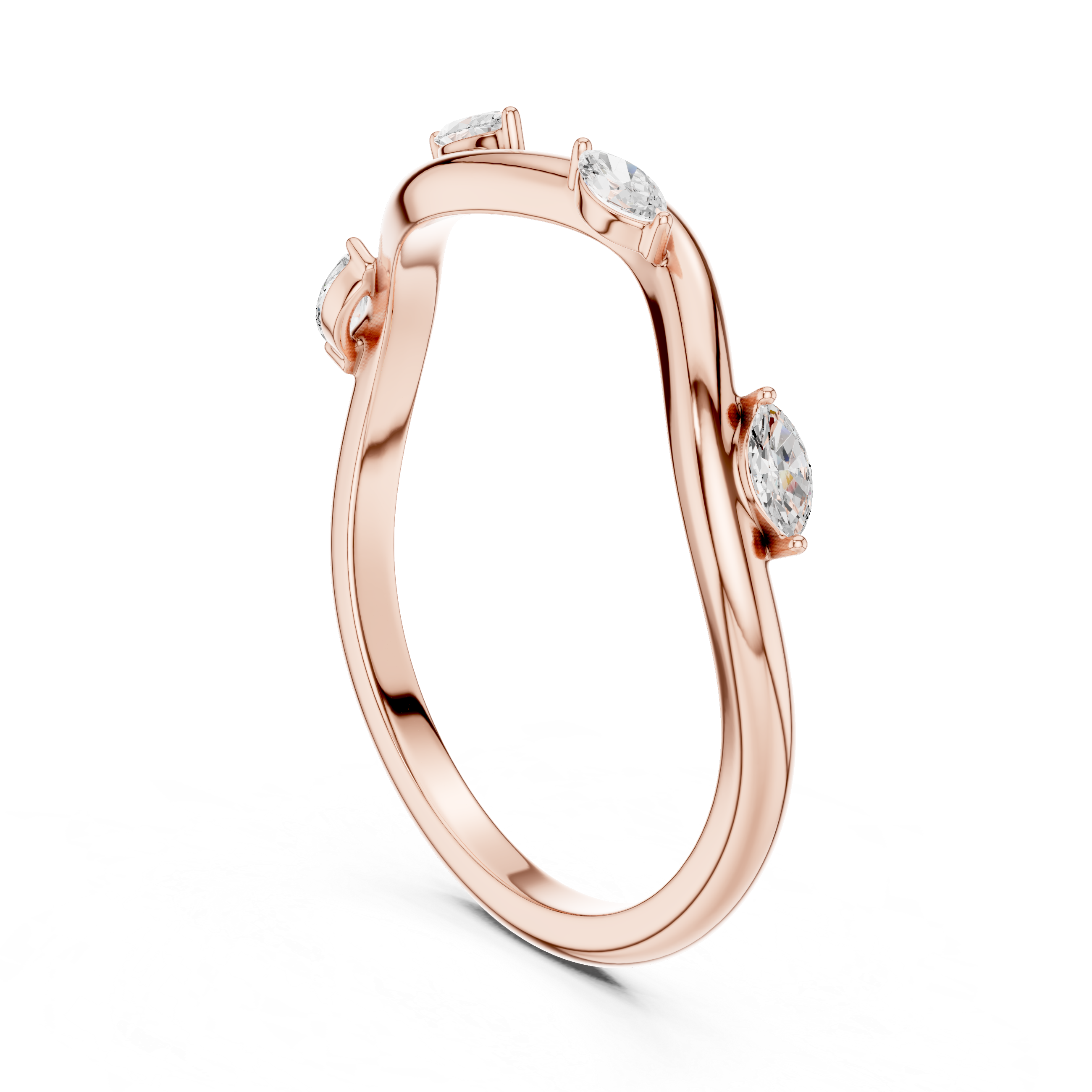 Marquise Diamond Twist Wave Stackable Ring