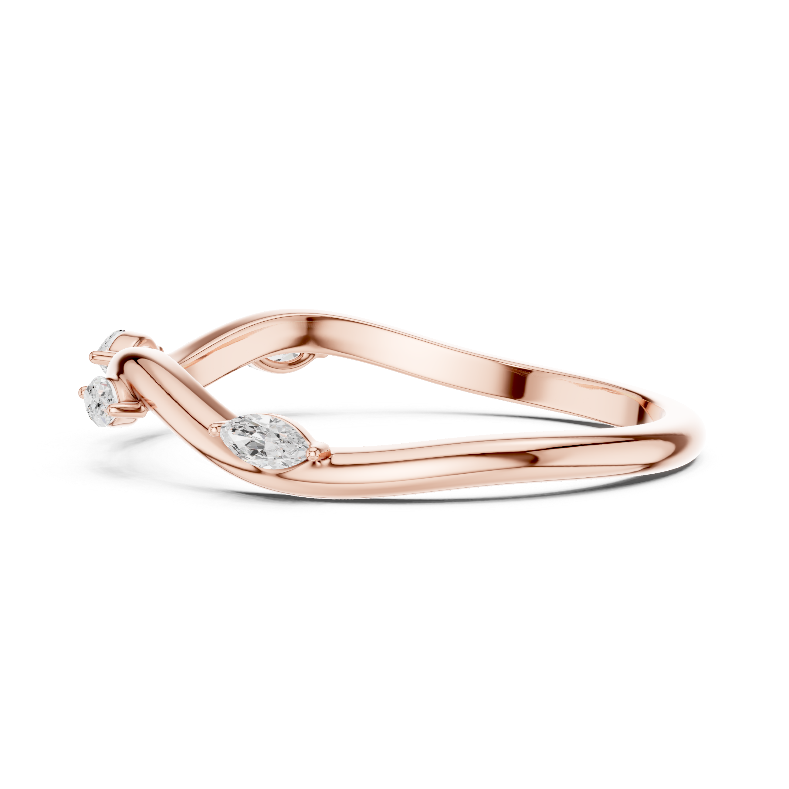Marquise Diamond Twist Wave Stackable Ring