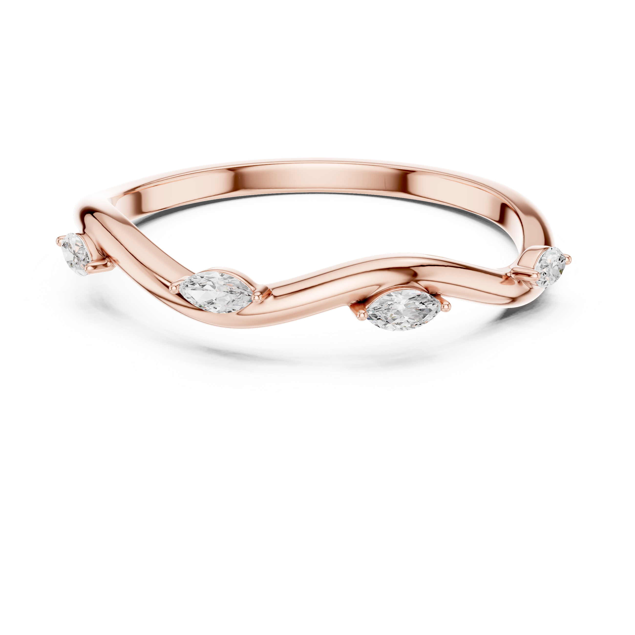 Marquise Diamond Twist Wave Stackable Ring