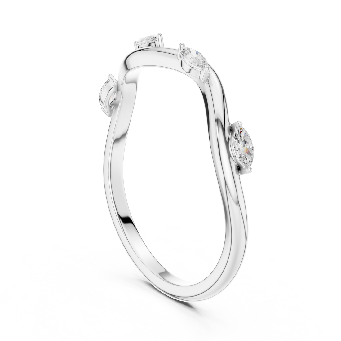 Marquise Diamond Twist Wave Stackable Ring
