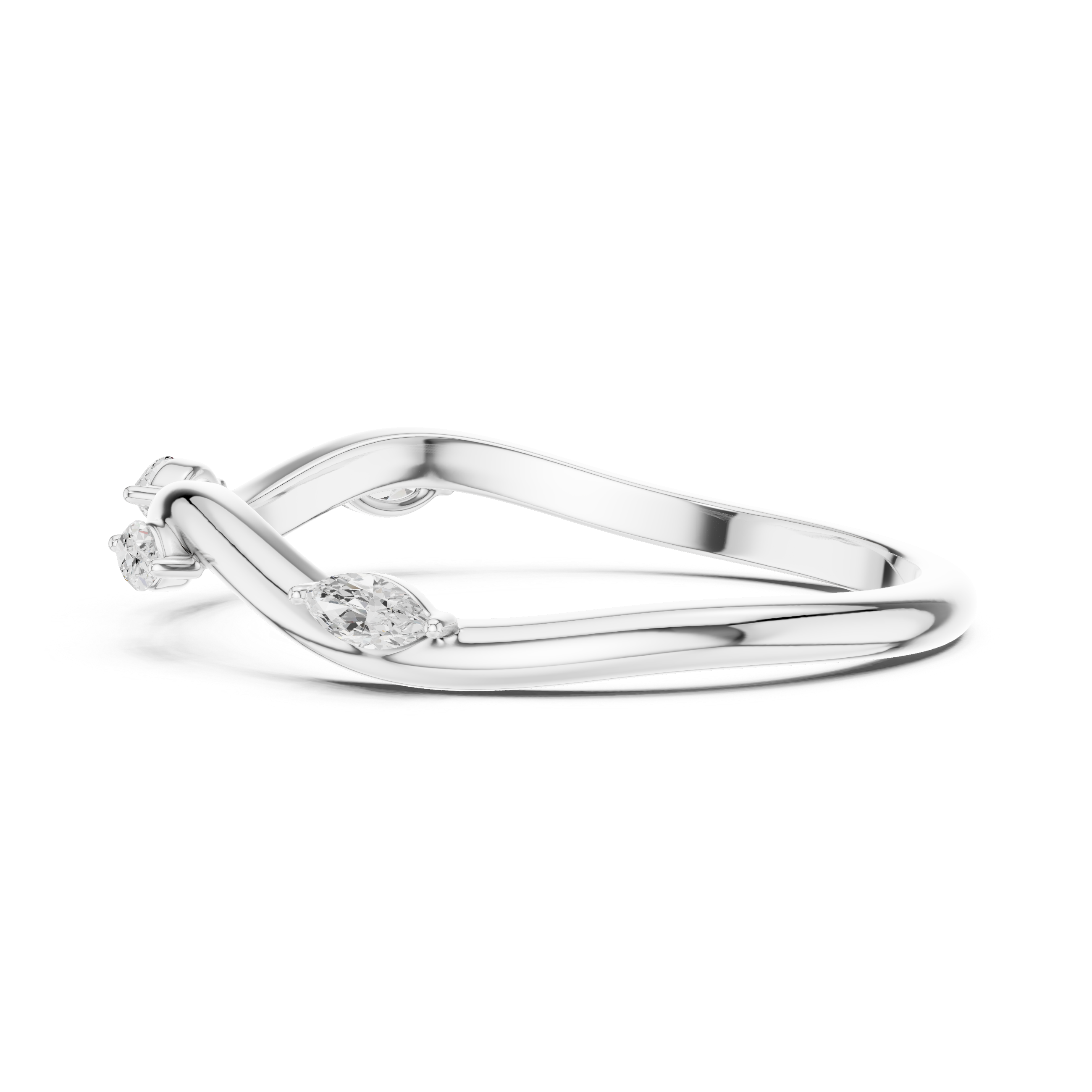 Marquise Diamond Twist Wave Stackable Ring