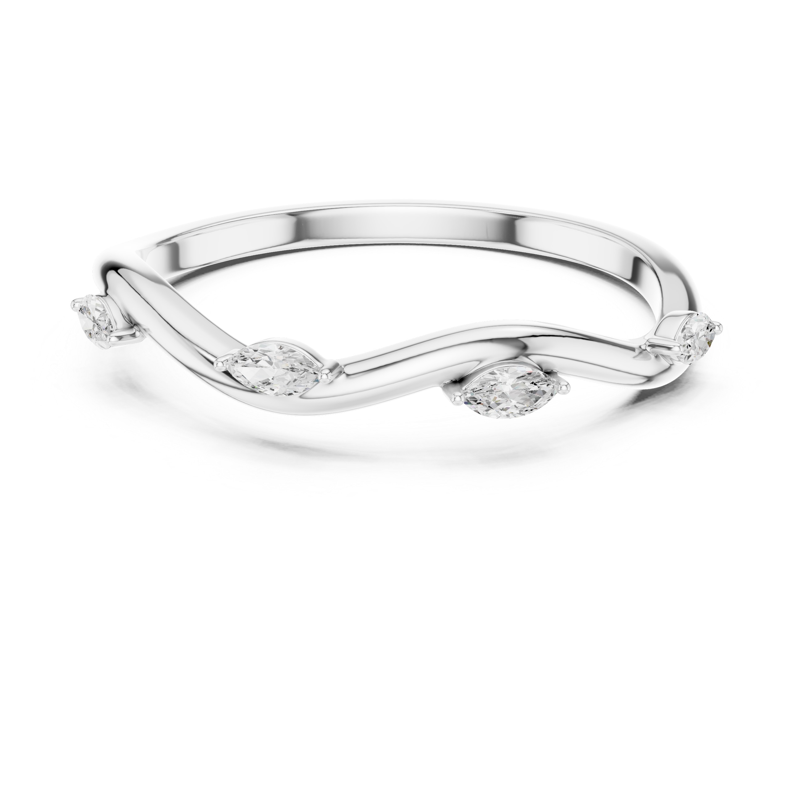 Marquise Diamond Twist Wave Stackable Ring