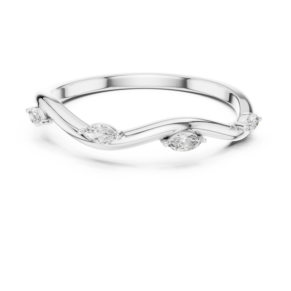 Marquise Diamond Twist Wave Stackable Ring