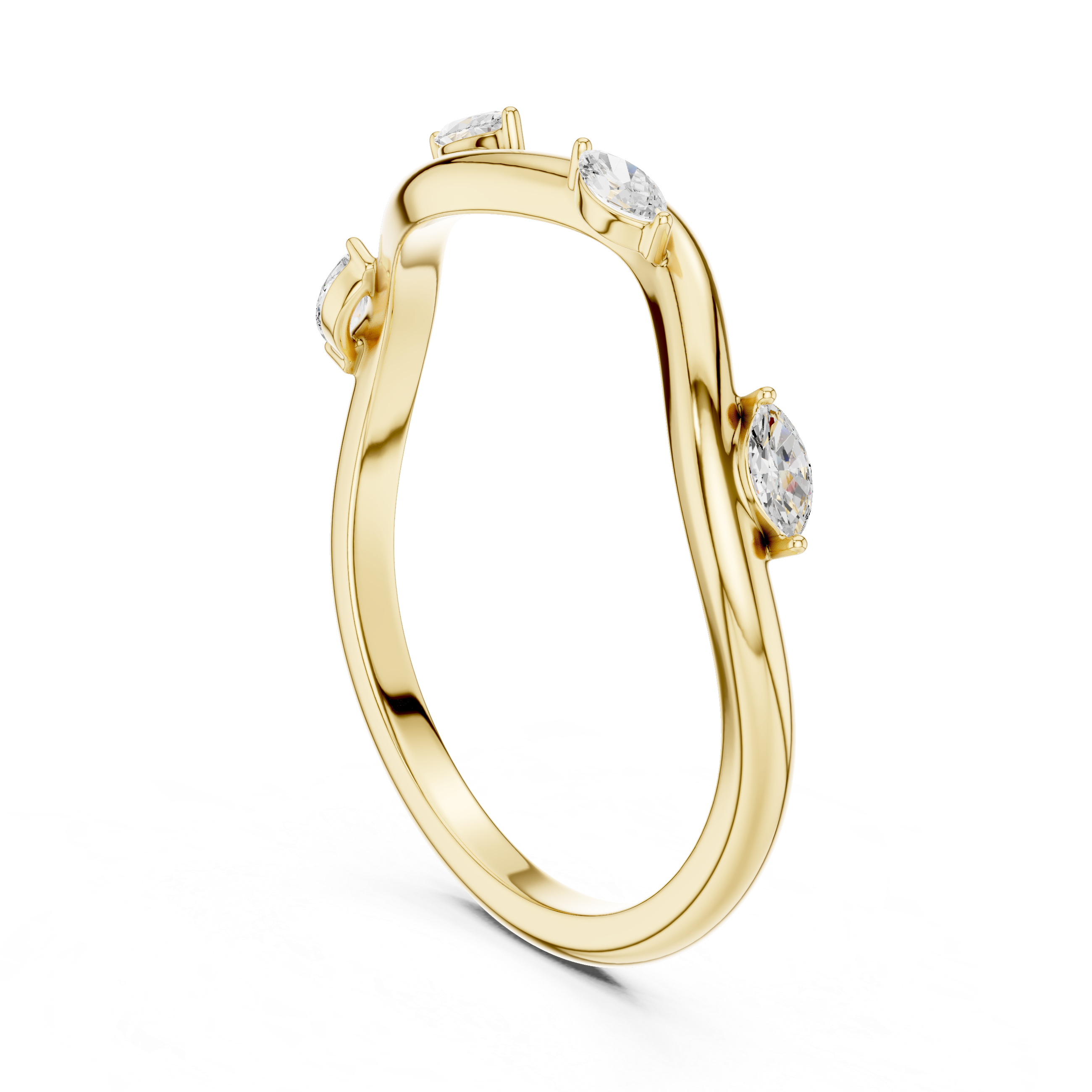Marquise Diamond Twist Wave Stackable Ring