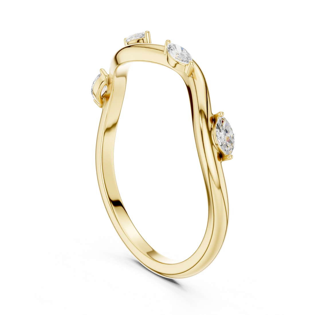 Marquise Diamond Twist Wave Stackable Ring
