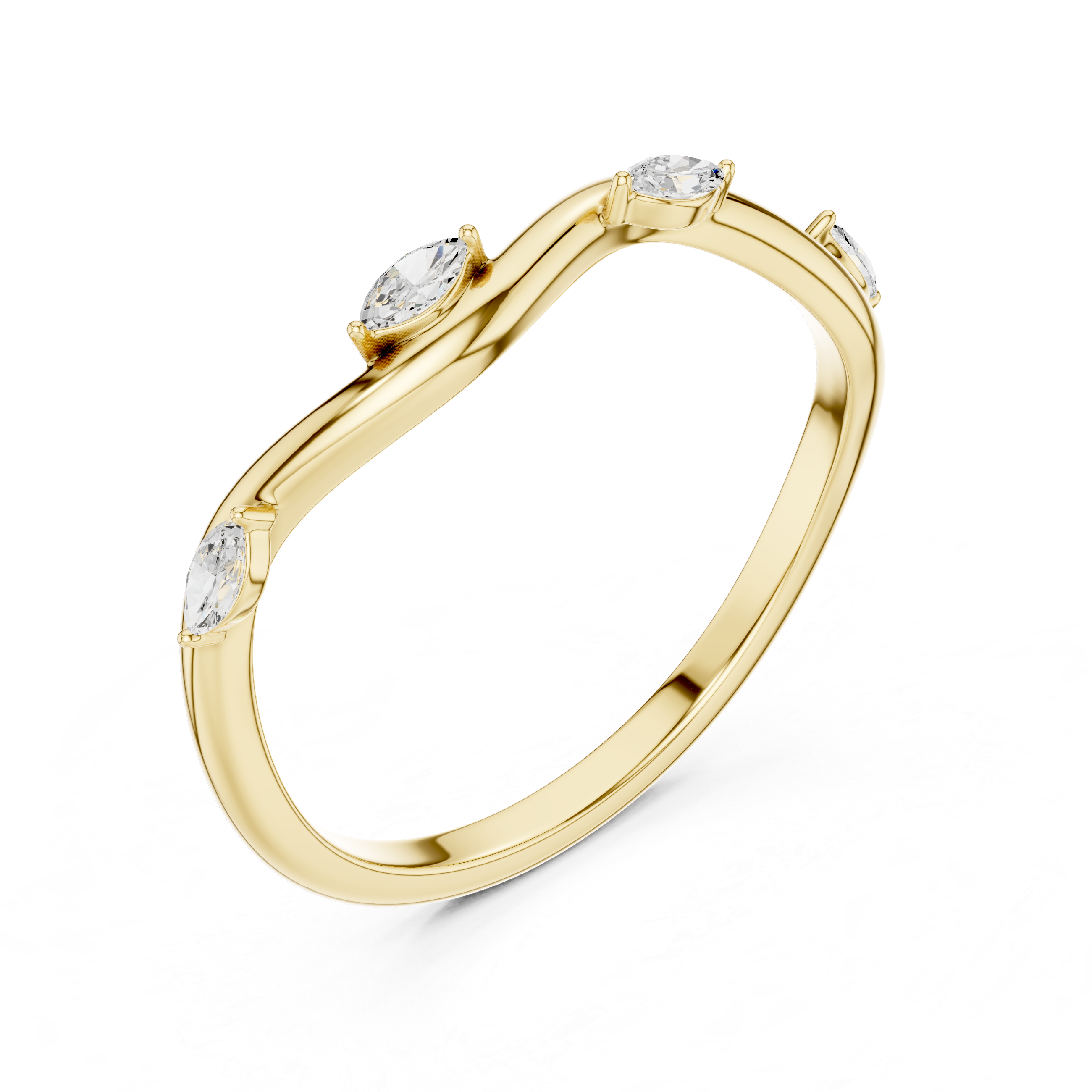 Marquise Diamond Twist Wave Stackable Ring