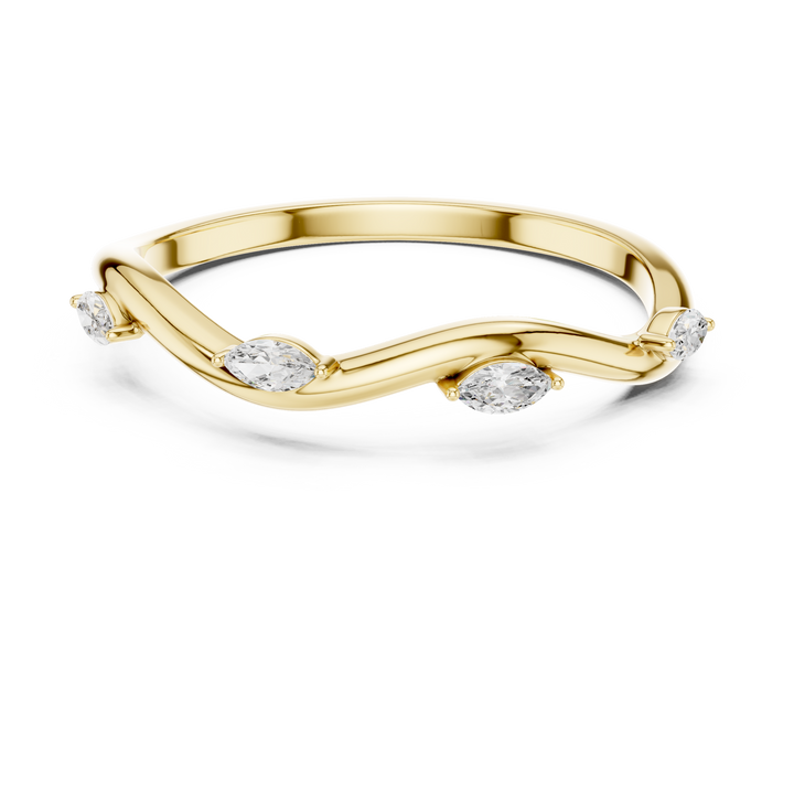 Marquise Diamond Twist Wave Stackable Ring