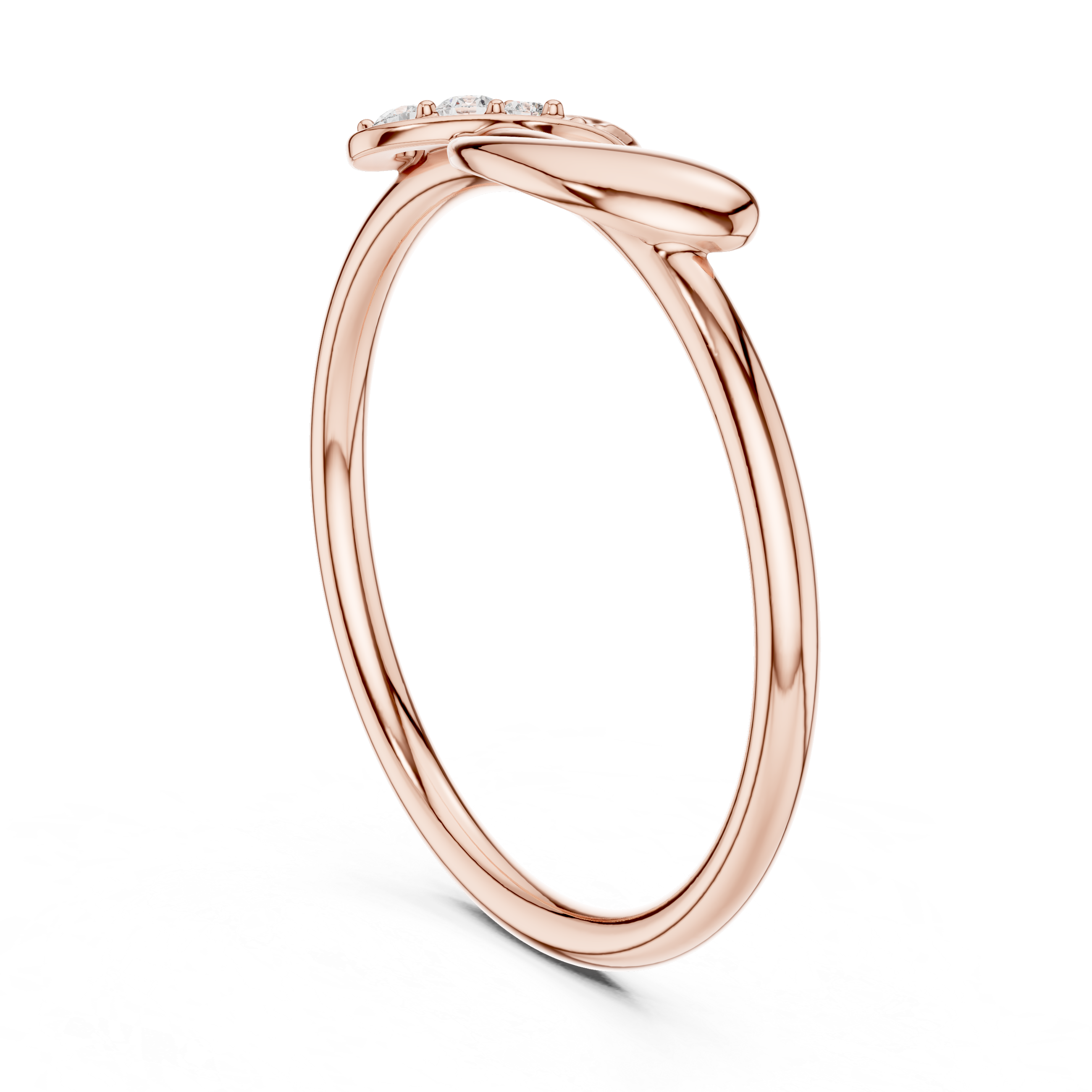 Round Cut Diamond Twist Band Ring with Pavé Accents