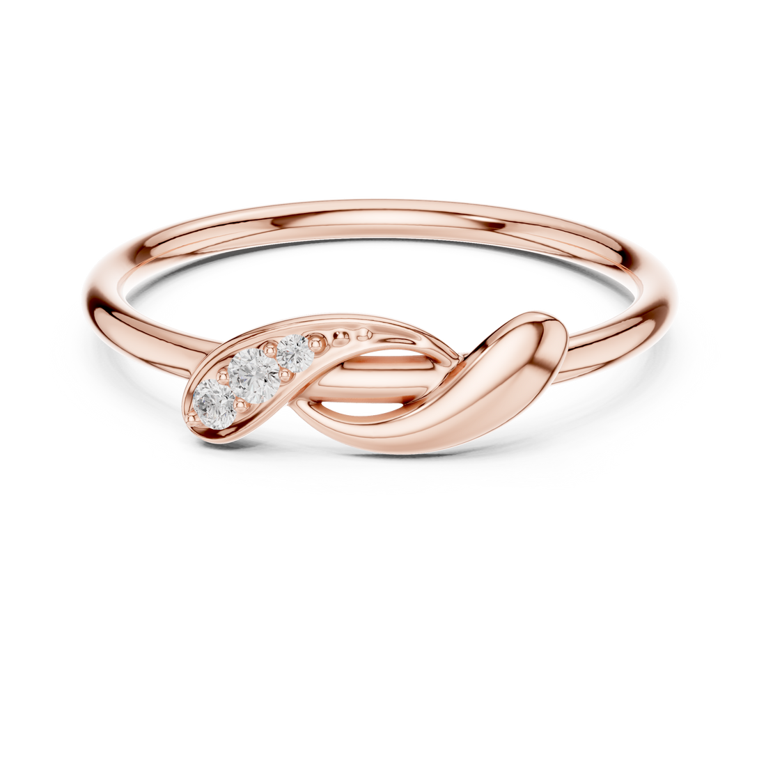 Round Cut Diamond Twist Band Ring with Pavé Accents