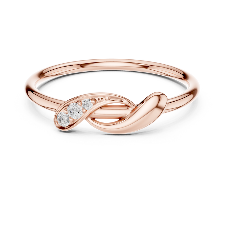 Round Cut Diamond Twist Band Ring with Pavé Accents