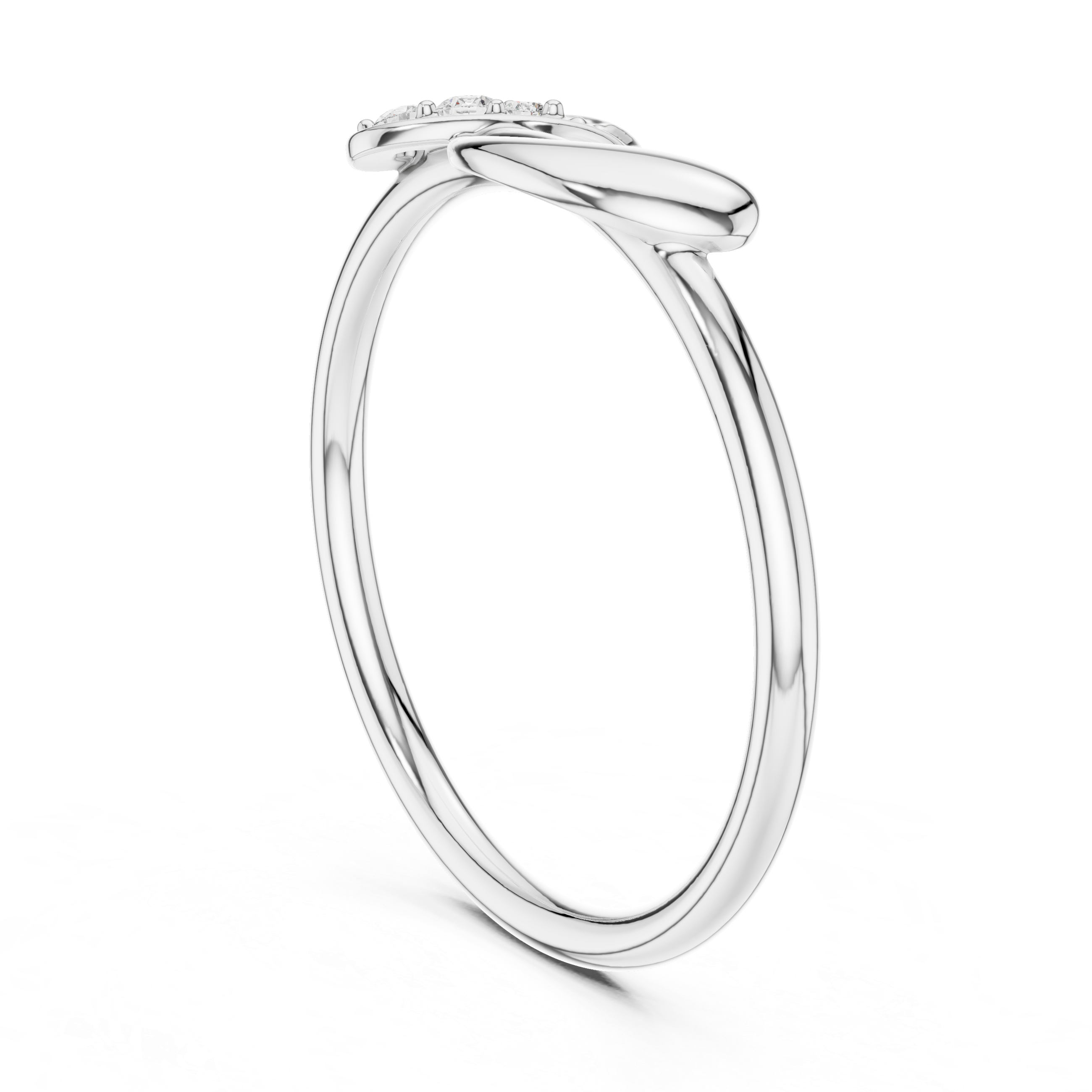 Round Cut Diamond Twist Band Ring with Pavé Accents