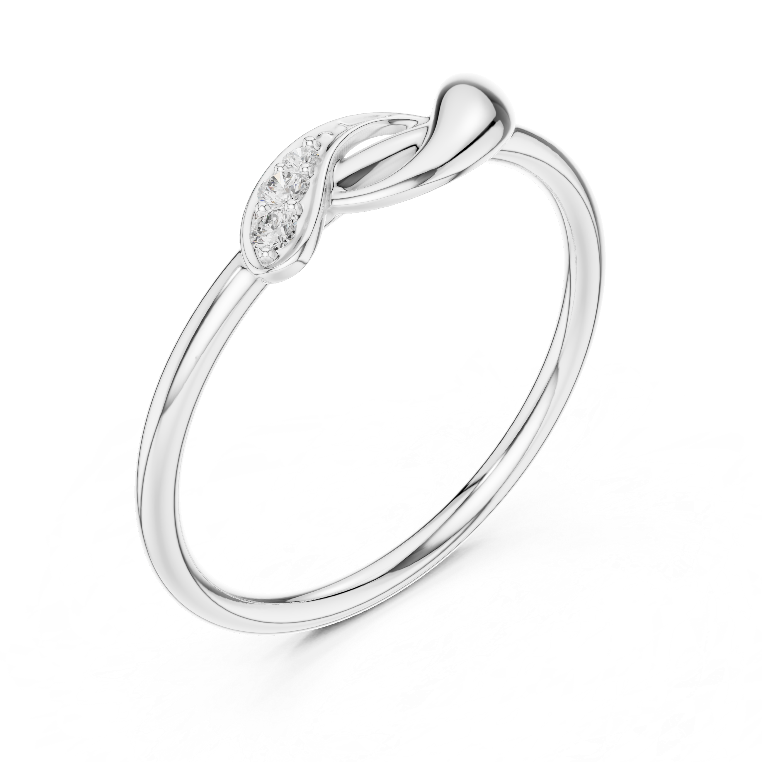 Round Cut Diamond Twist Band Ring with Pavé Accents
