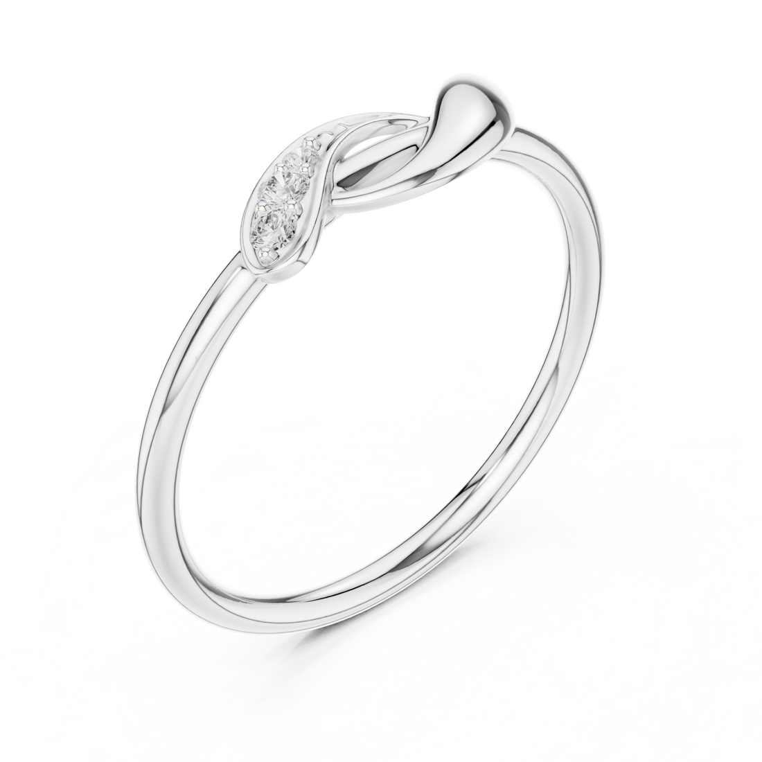 Round Cut Diamond Twist Band Ring with Pavé Accents