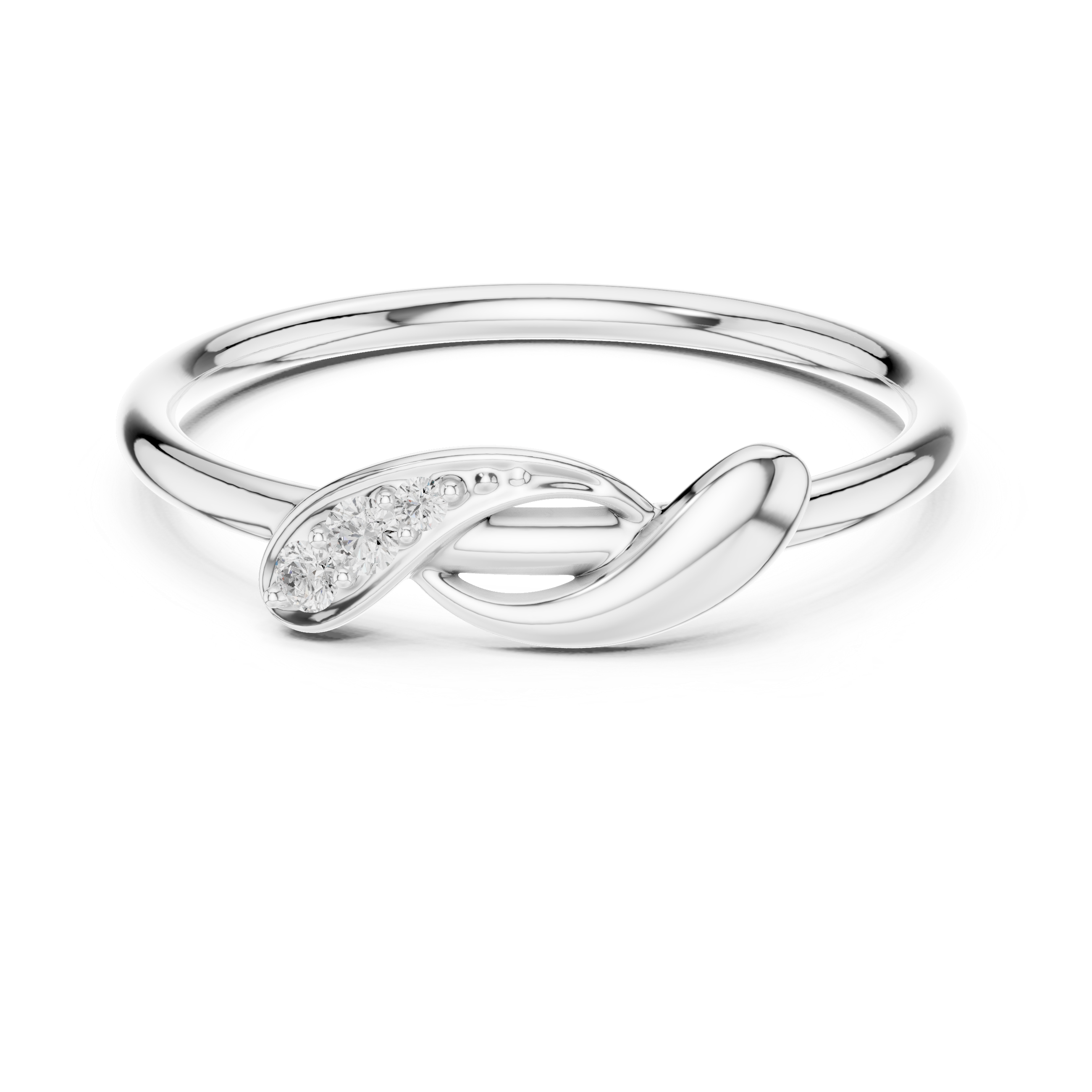 Round Cut Diamond Twist Band Ring with Pavé Accents