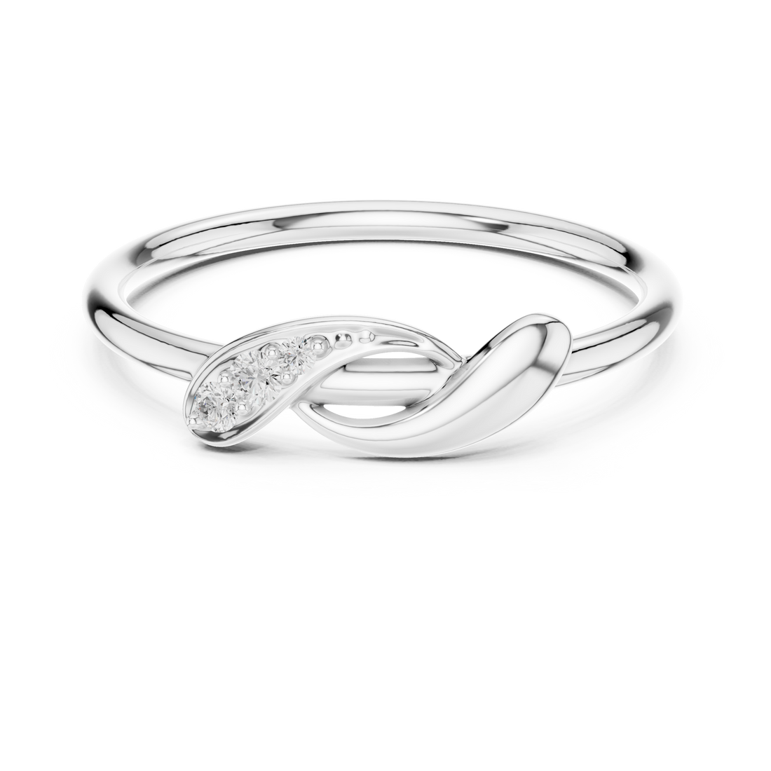 Round Cut Diamond Twist Band Ring with Pavé Accents