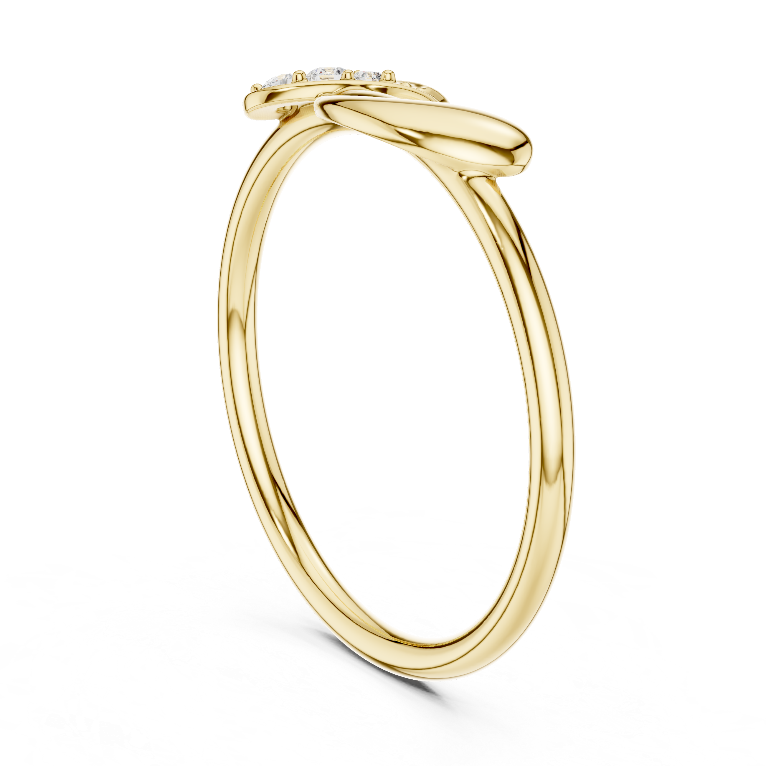 Round Cut Diamond Twist Band Ring with Pavé Accents