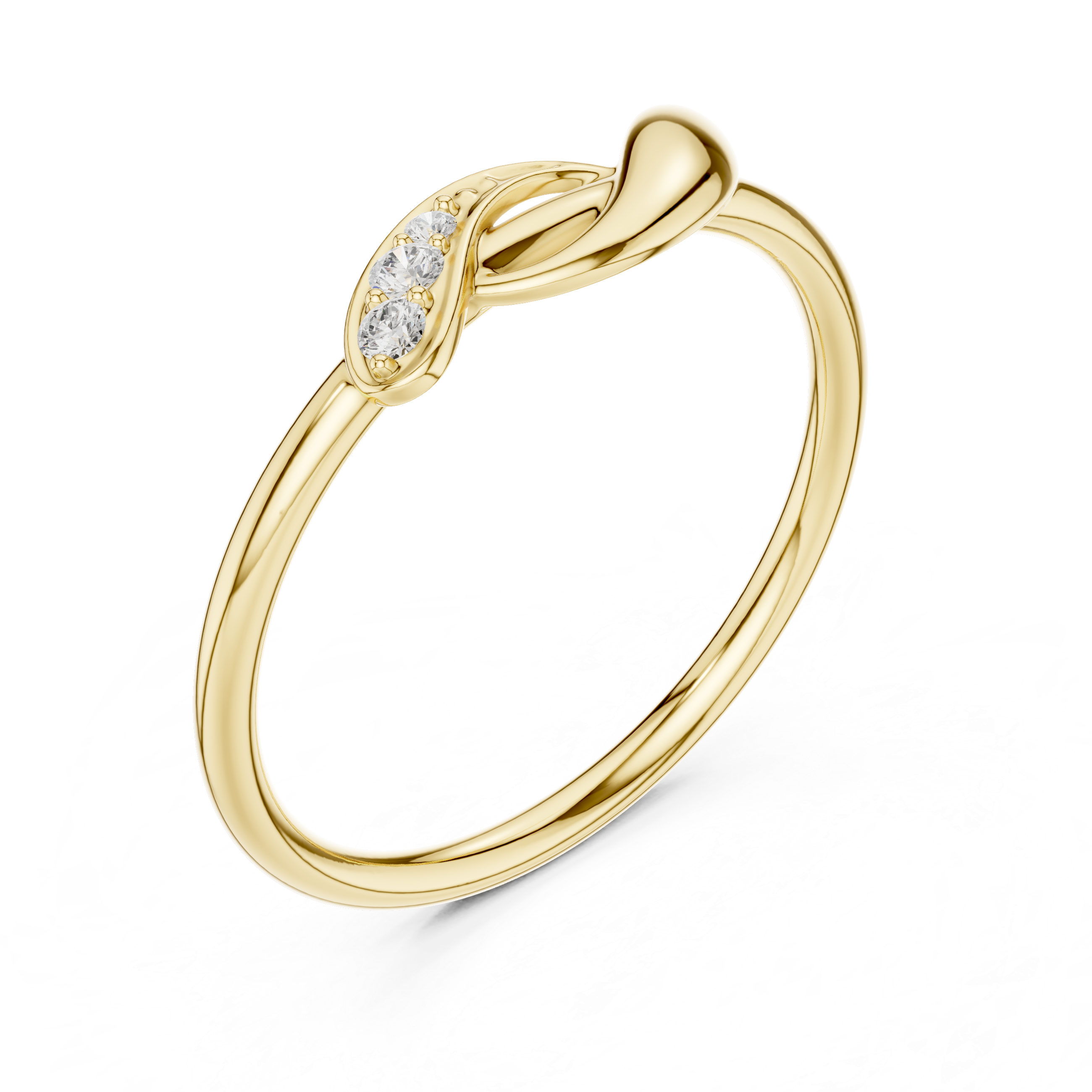 Round Cut Diamond Twist Band Ring with Pavé Accents
