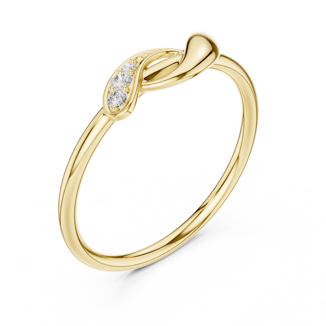 Round Cut Diamond Twist Band Ring with Pavé Accents