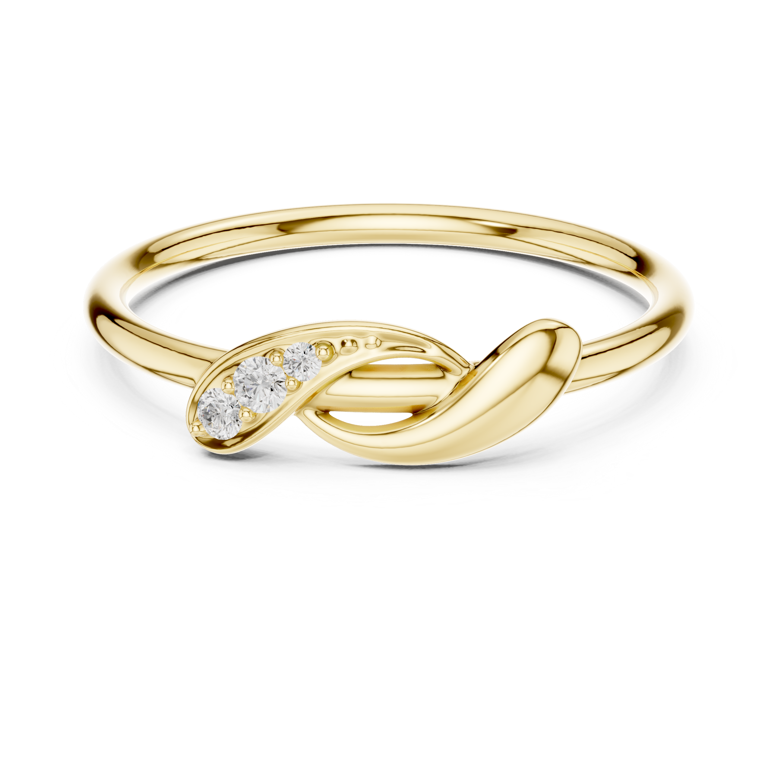 Round Cut Diamond Twist Band Ring with Pavé Accents