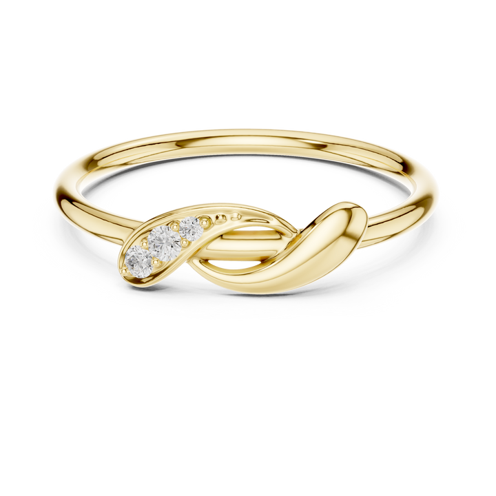Round Cut Diamond Twist Band Ring with Pavé Accents