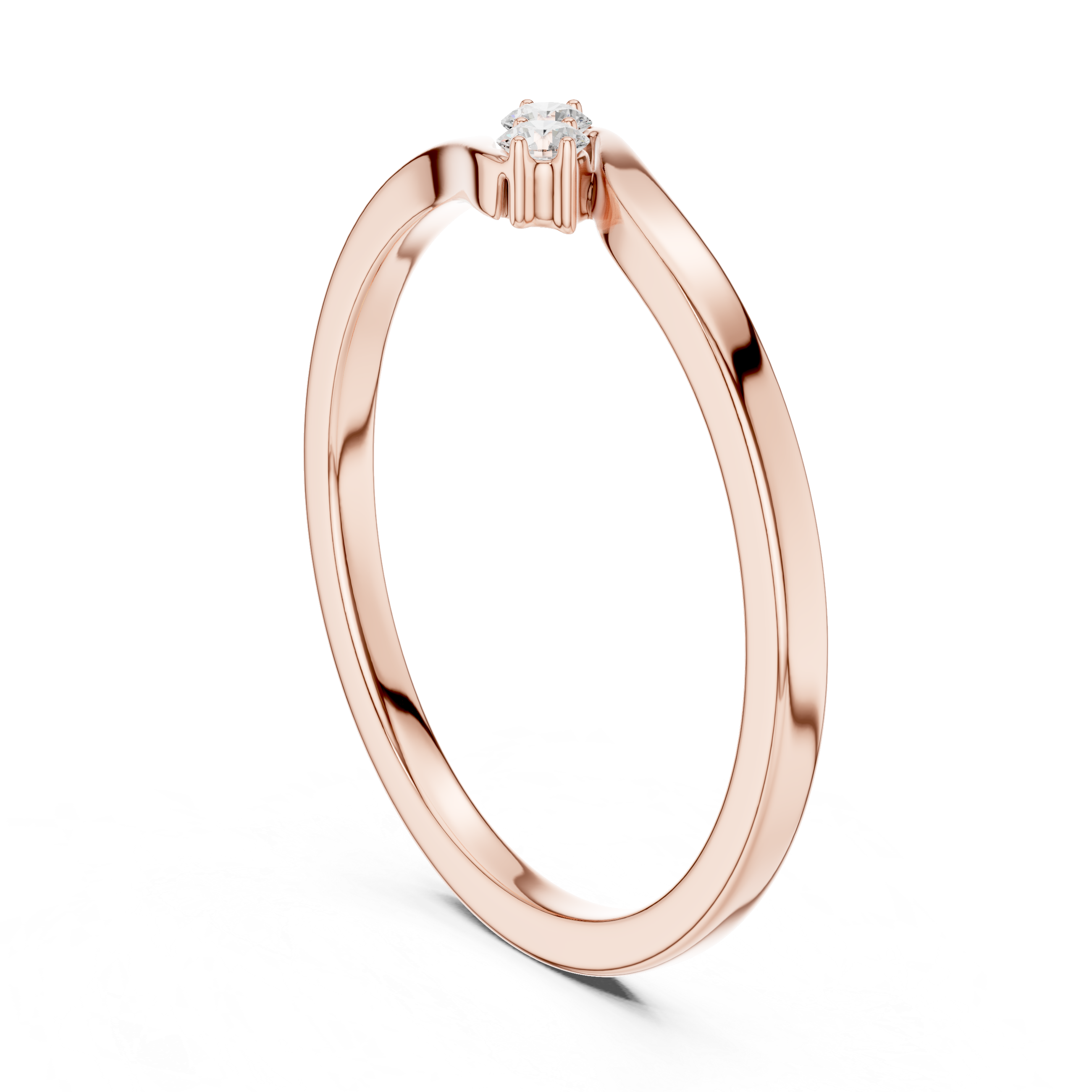 Round Cut Two-Stone Diamond Twist Ring