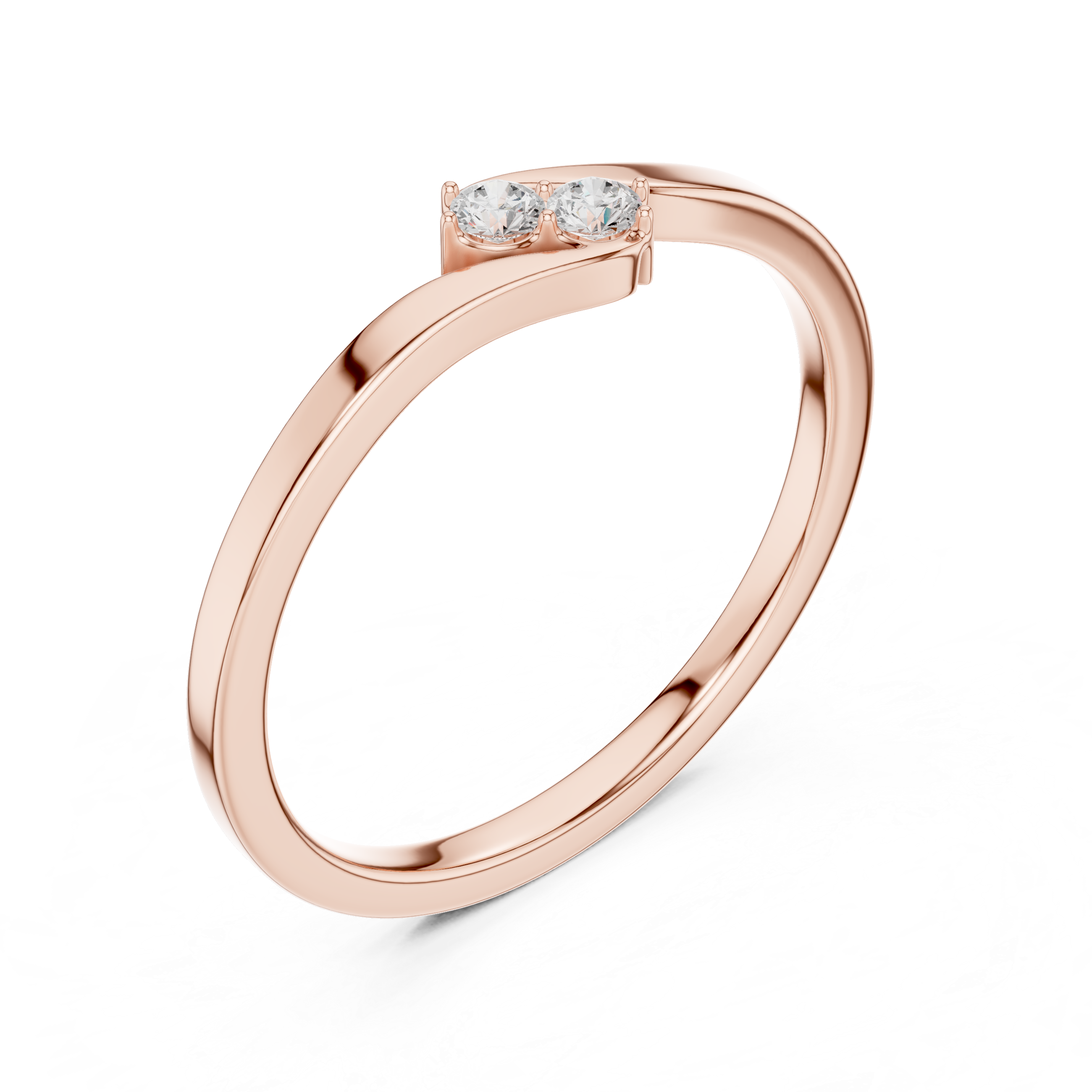 Round Cut Two-Stone Diamond Twist Ring