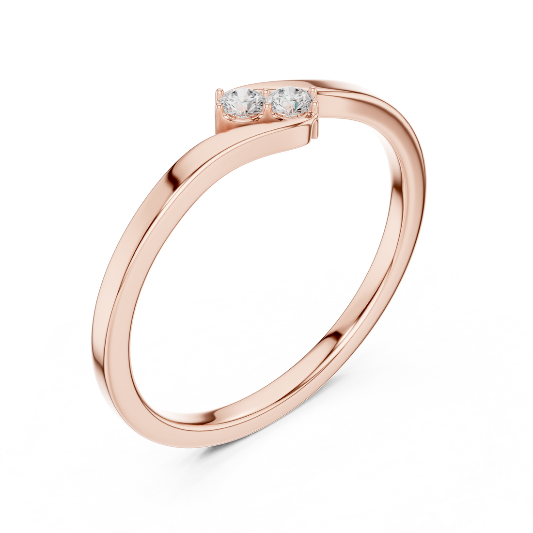 Round Cut Two-Stone Diamond Twist Ring