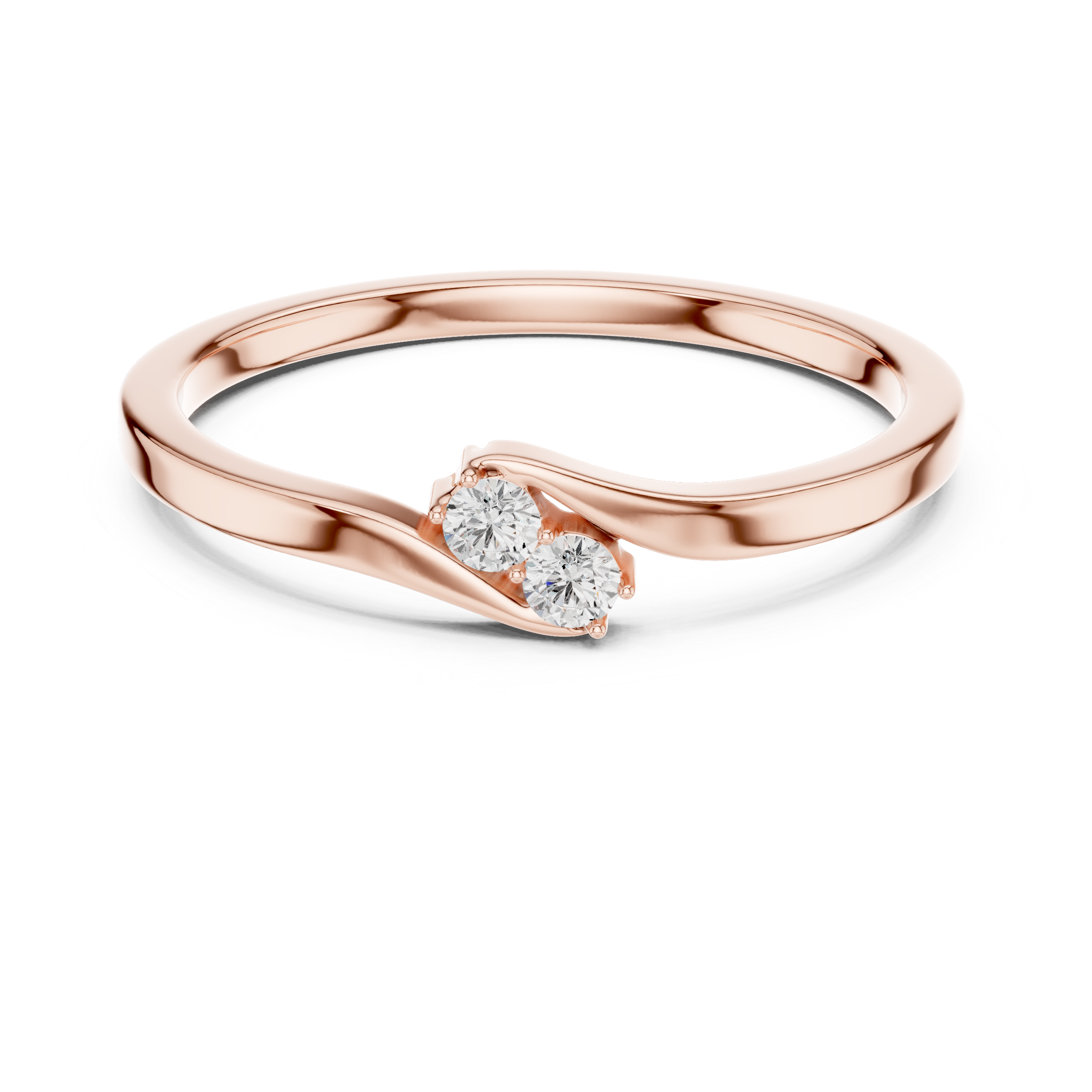 Round Cut Two-Stone Diamond Twist Ring