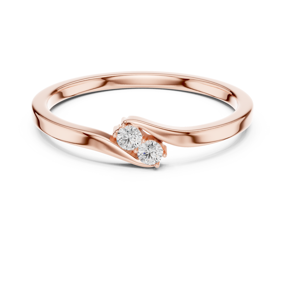 Round Cut Two-Stone Diamond Twist Ring