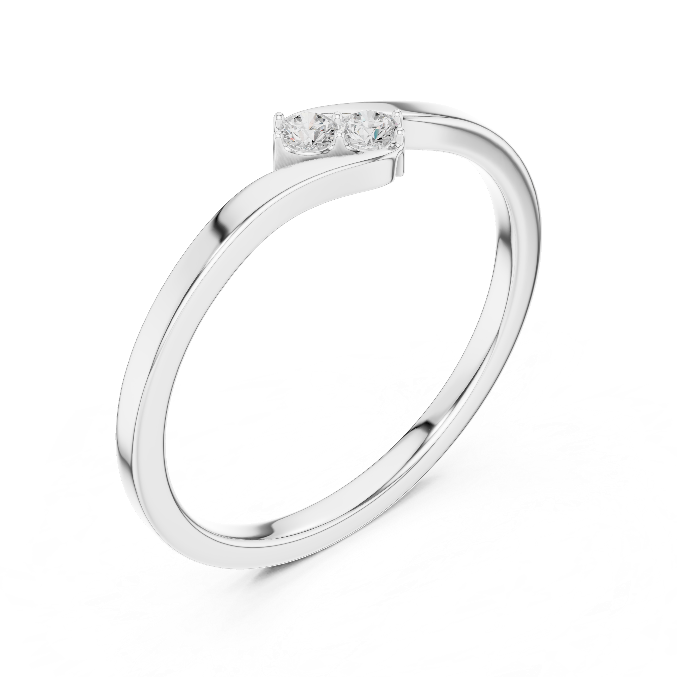 Round Cut Two-Stone Diamond Twist Ring