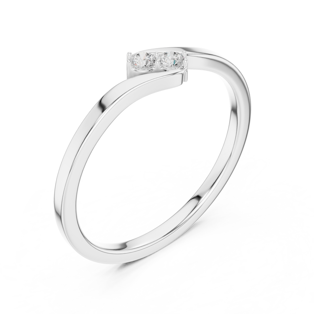 Round Cut Two-Stone Diamond Twist Ring