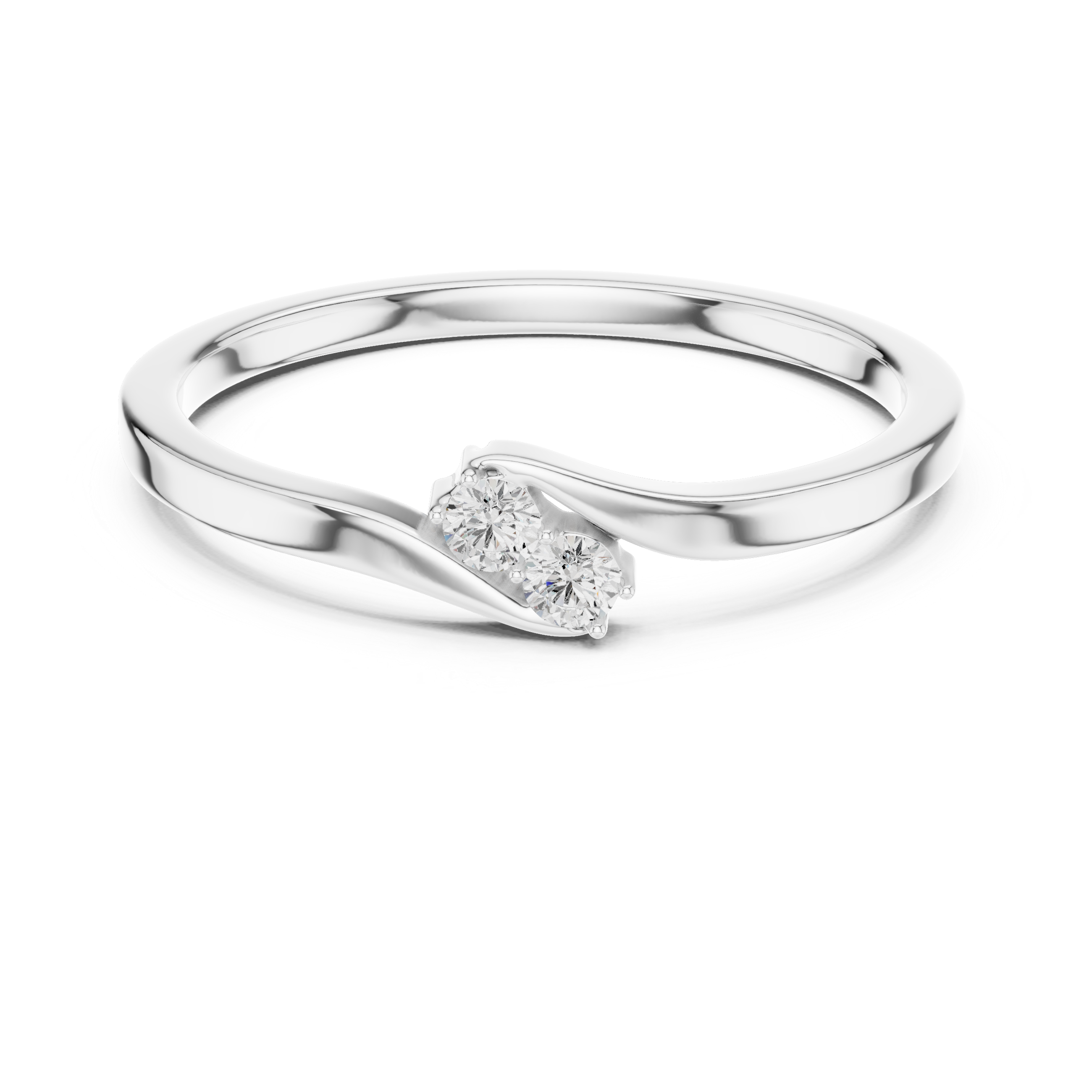 Round Cut Two-Stone Diamond Twist Ring