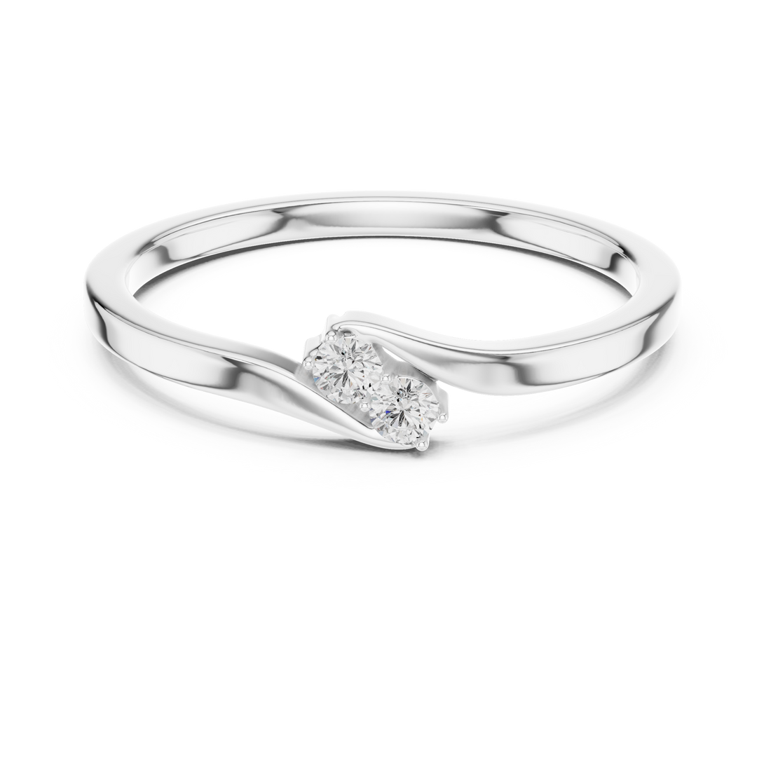 Round Cut Two-Stone Diamond Twist Ring