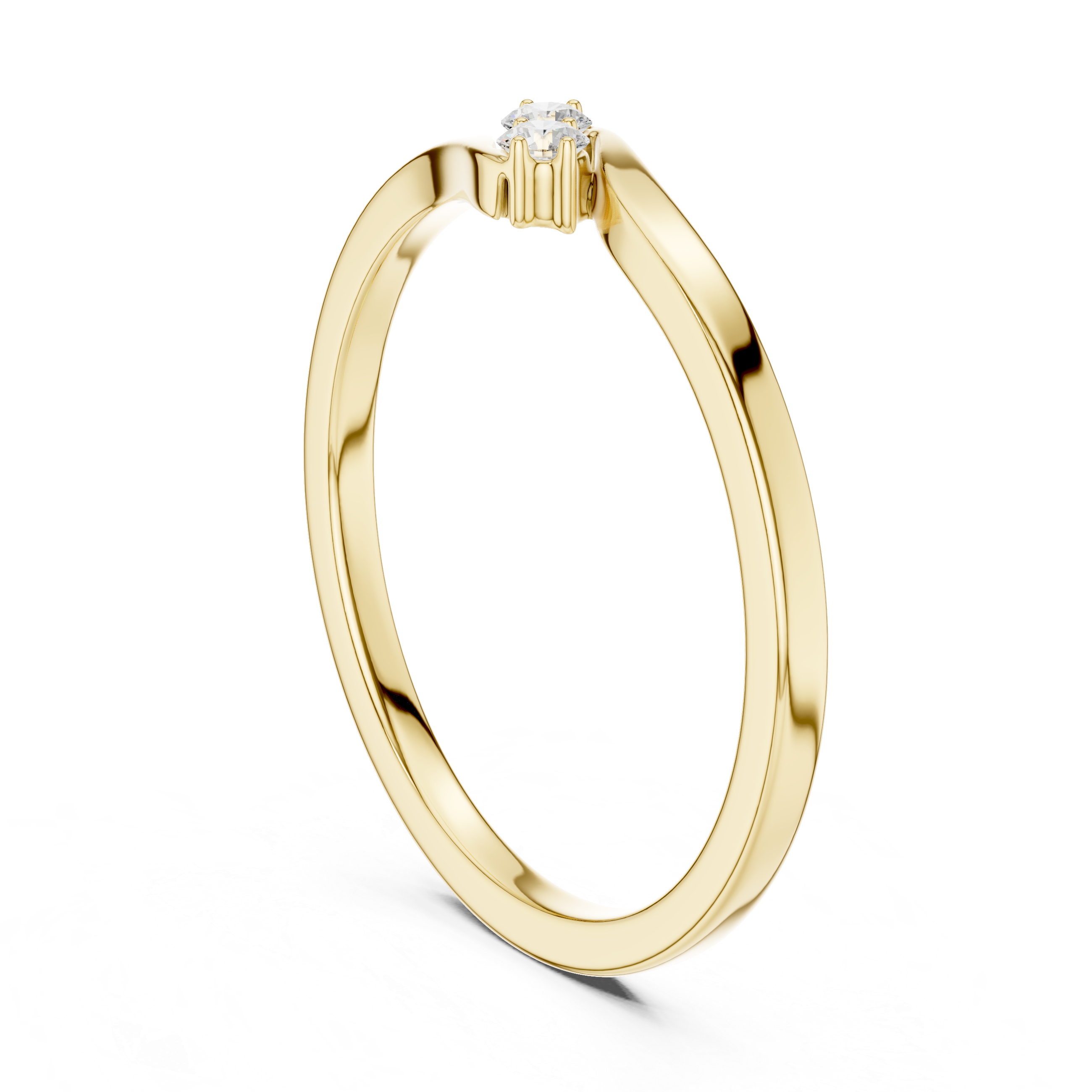 Round Cut Two-Stone Diamond Twist Ring