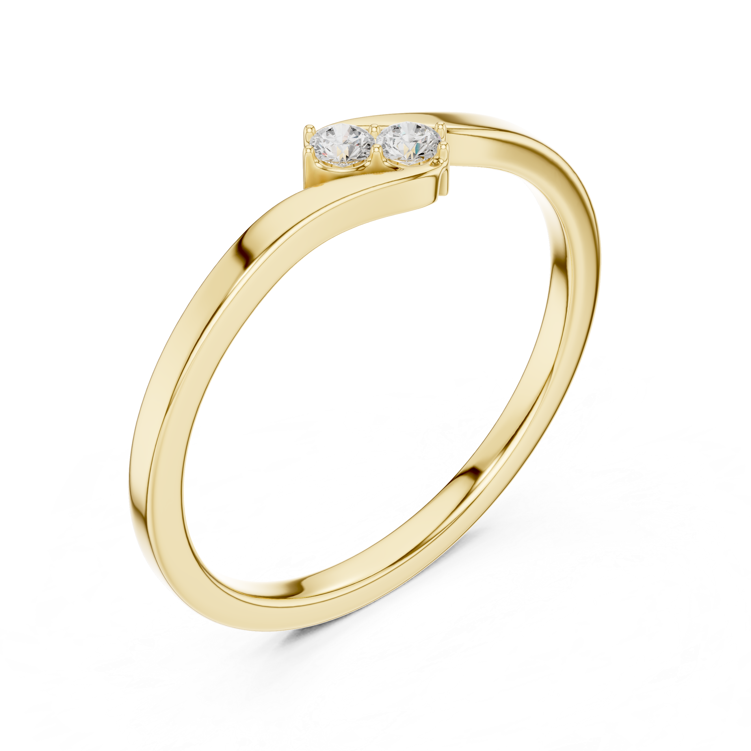 Round Cut Two-Stone Diamond Twist Ring