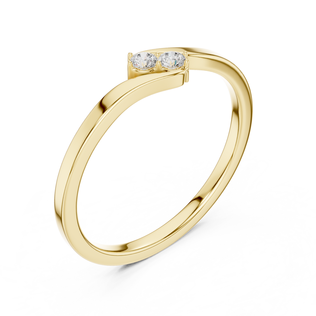 Round Cut Two-Stone Diamond Twist Ring