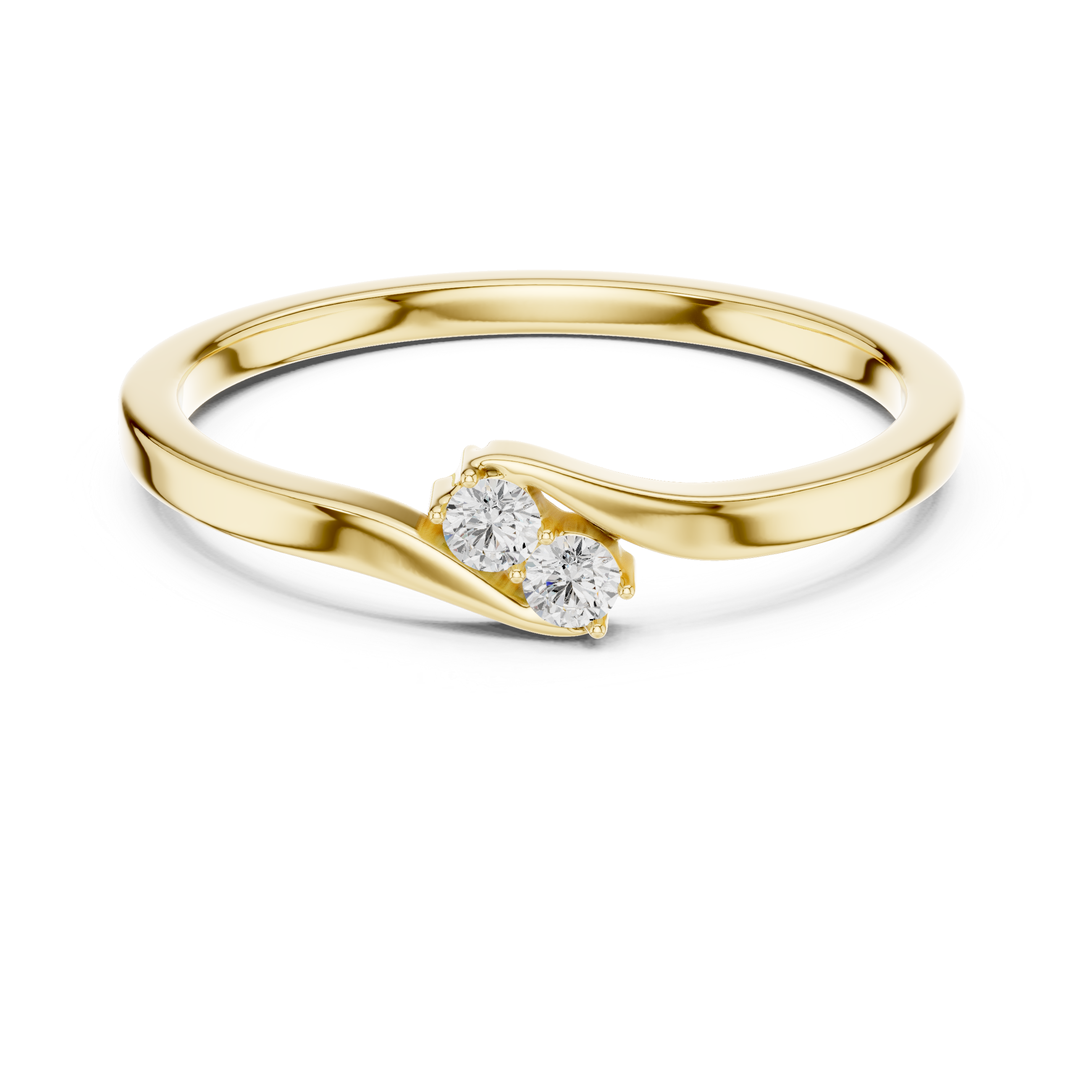 Round Cut Two-Stone Diamond Twist Ring