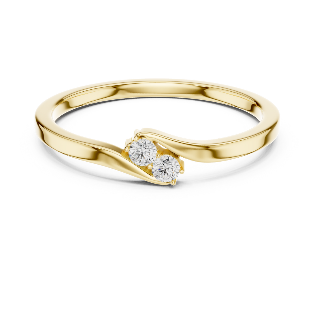 Round Cut Two-Stone Diamond Twist Ring