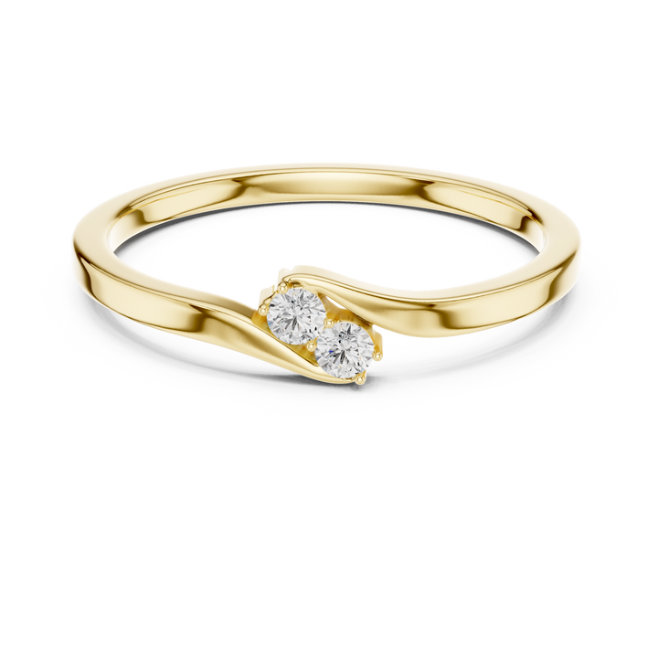 Round Cut Two-Stone Diamond Twist Ring